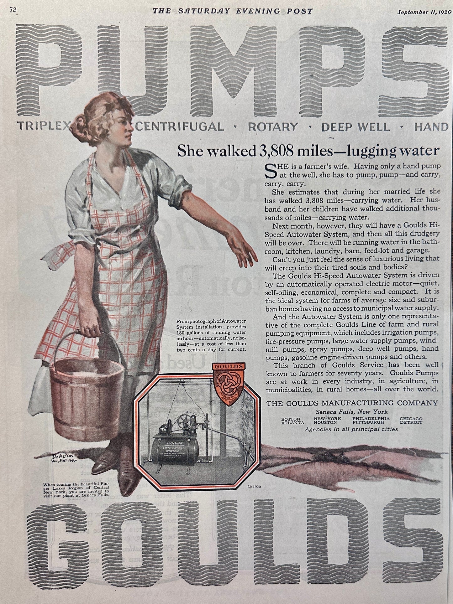 1920 Goulds Pumps - Seneca Falls, NY She walked 3808 Miles Ad #2036