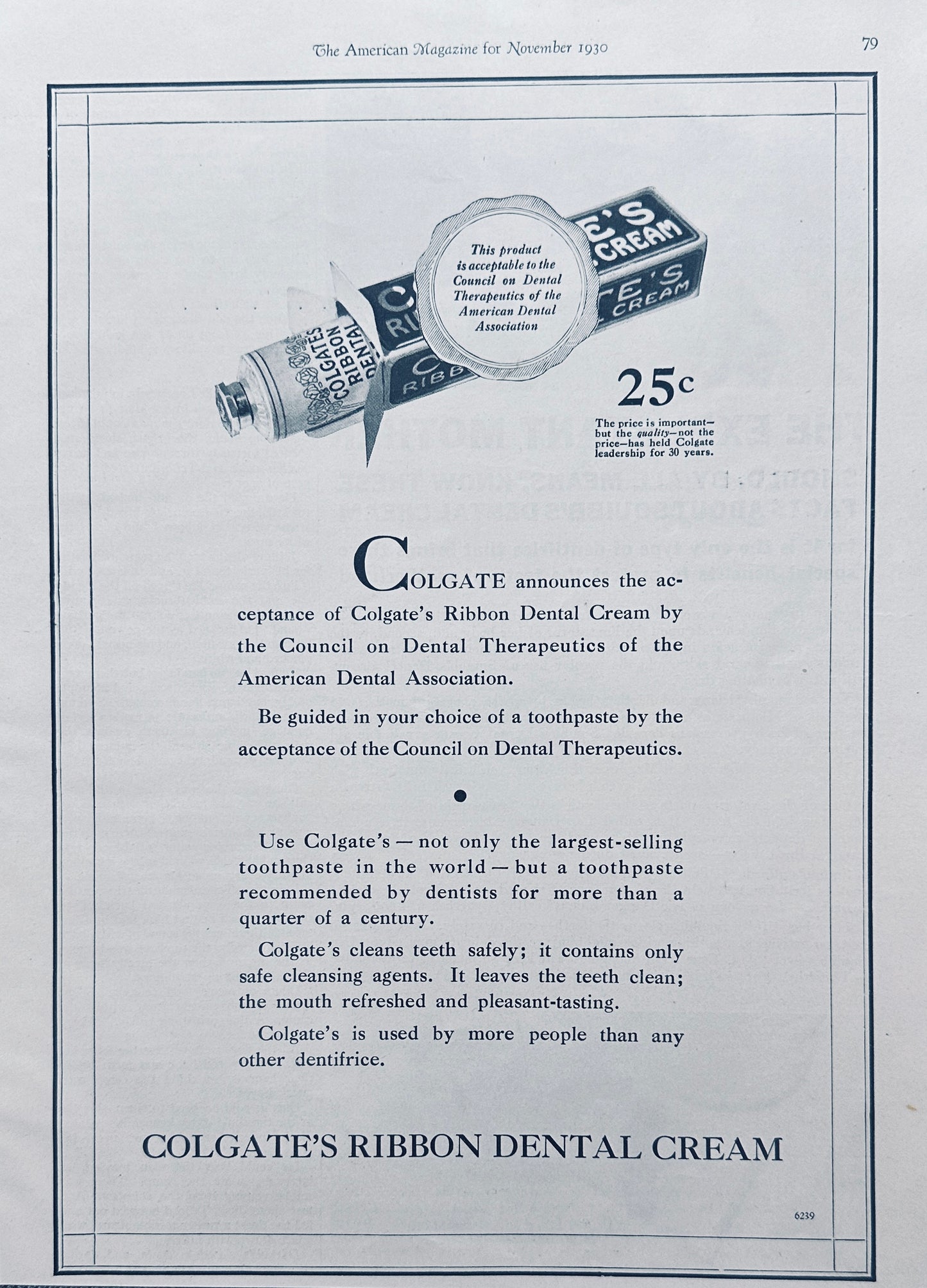 1930 Colgate Toothpaste & Squibb's Dental Cream Magazine Ad
