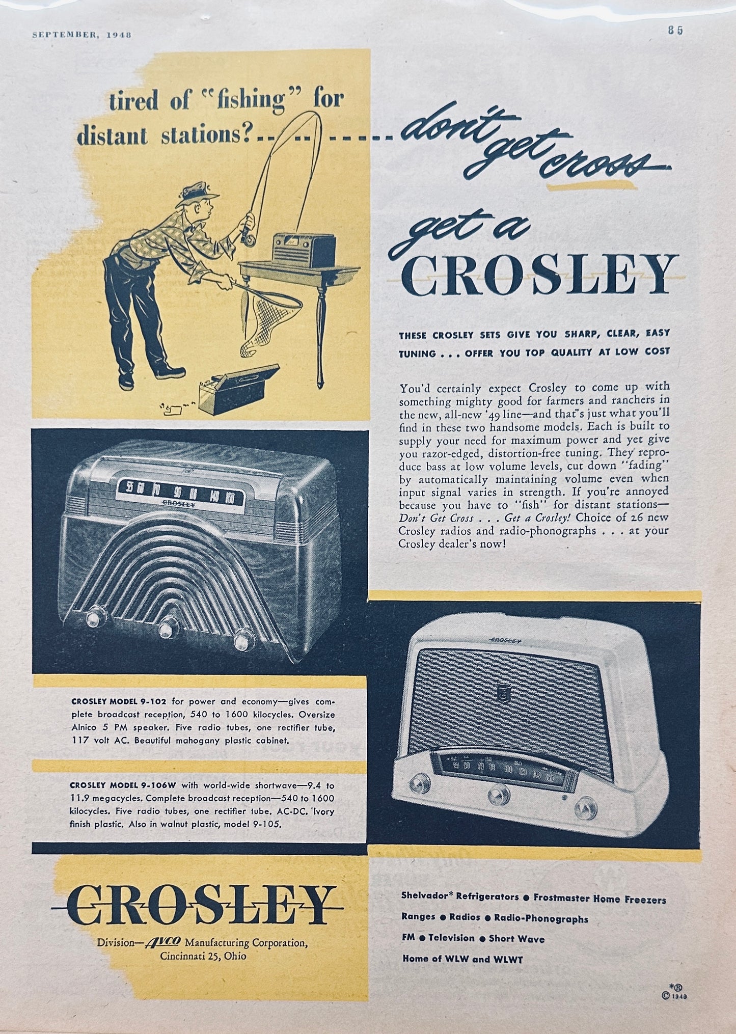 1948 2-Page Crosley Radio 4- Model Magazine Ad N276