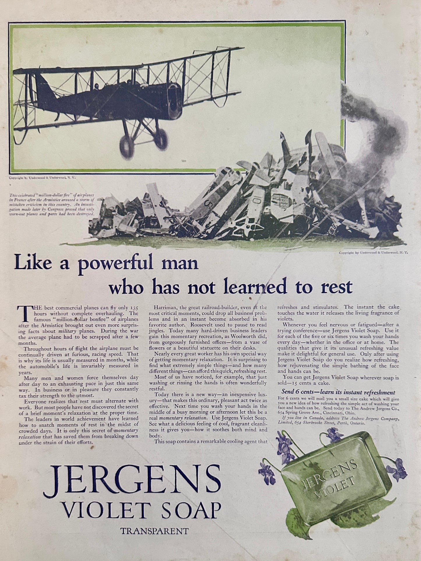 1920 Phez Loganberry Drink & Jergens Violet Soap Ad #2058