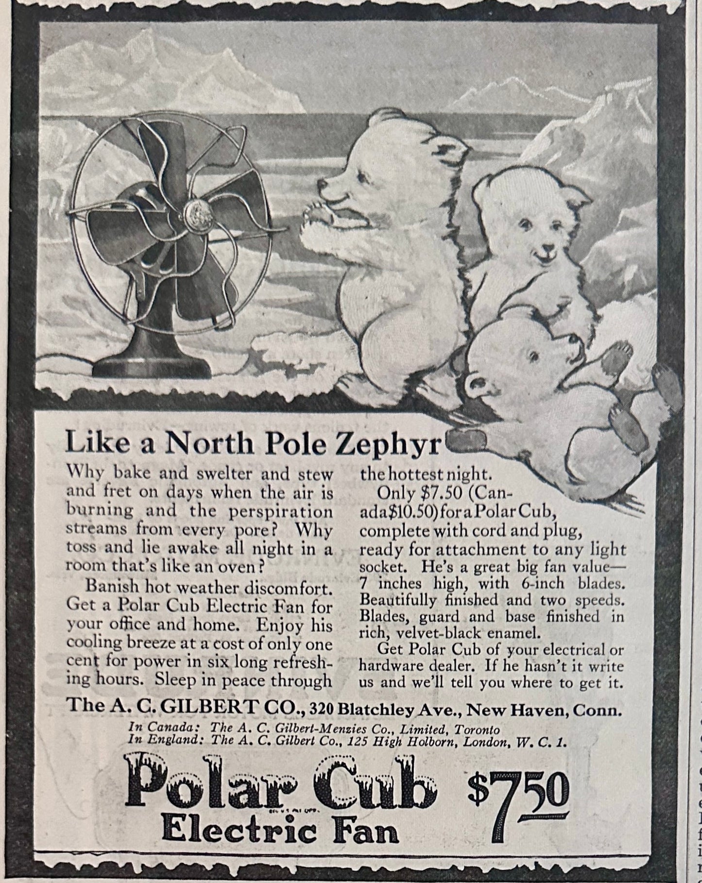1920 Popular Products Evinrude Early Outboard - Polar Cub Electric Fan Ad #2062