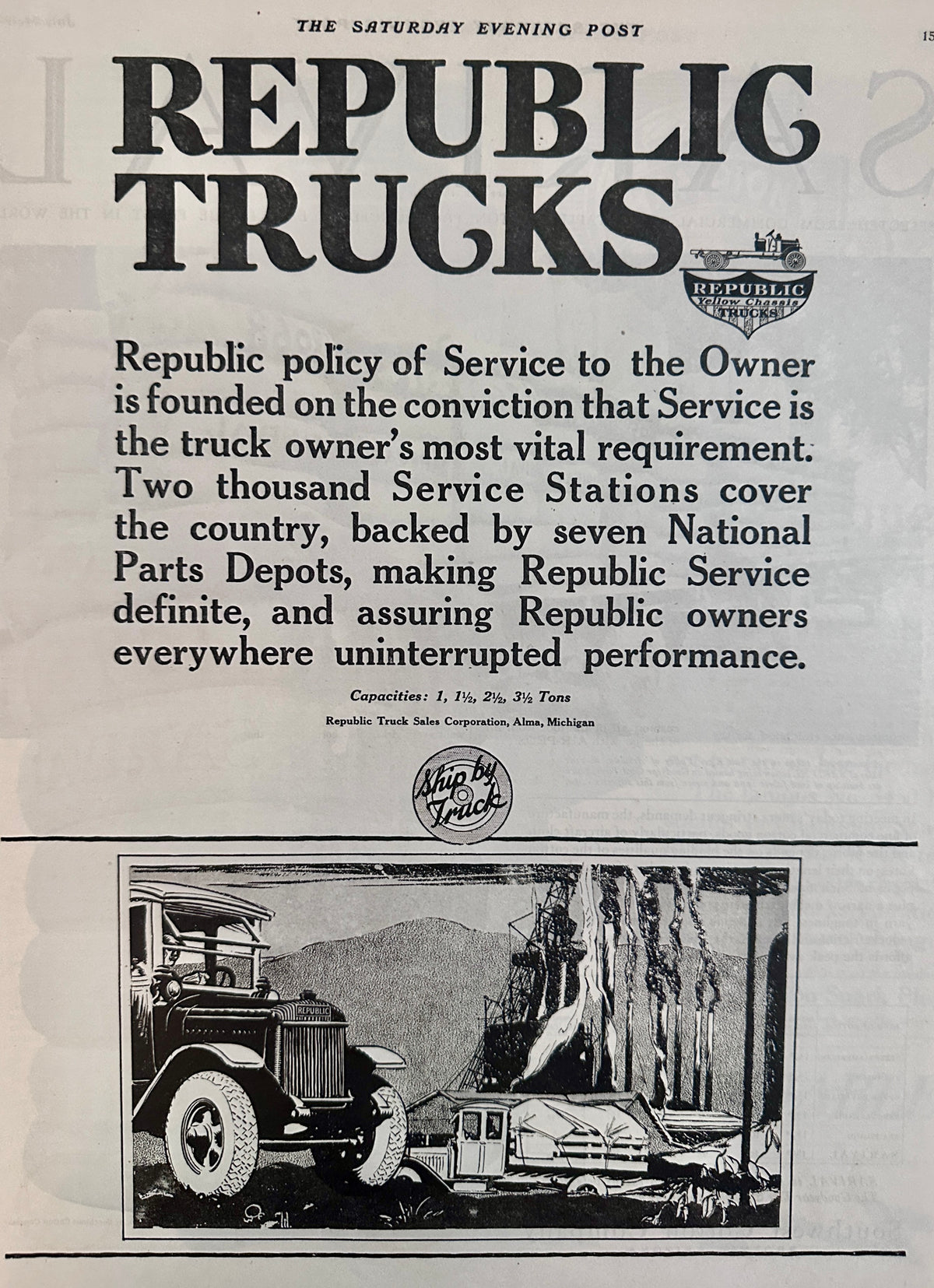 1920 Republic Commercial Trucks - Alma, Michigan Ad #2065
