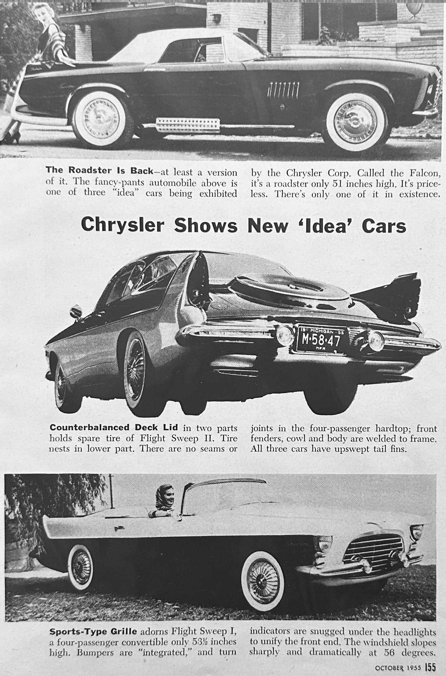 1955 Chrysler 3 Concept Car Designs Preview Ad