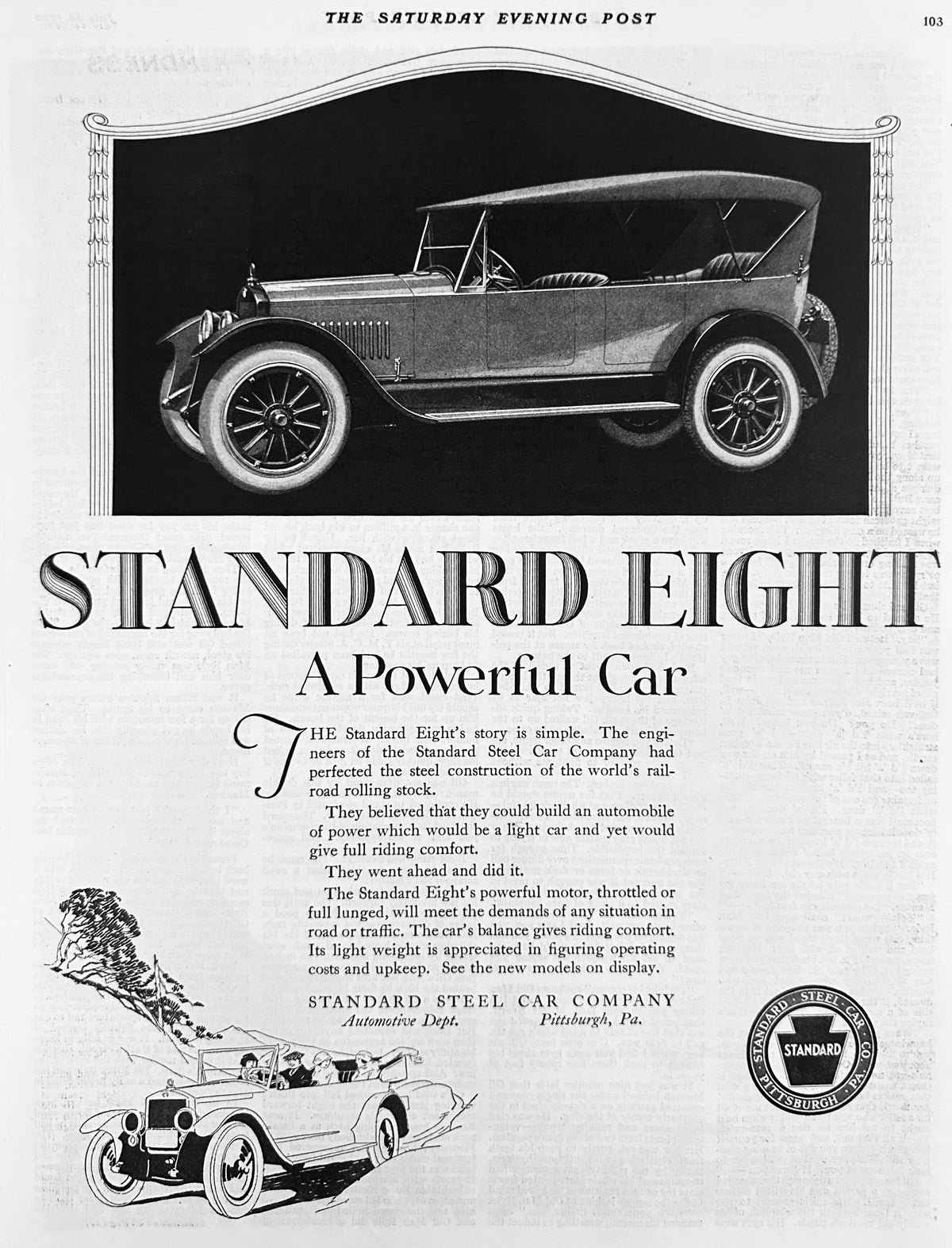 1920 Standard Eight - Pittsburgh, PA = Standard Steel Ad #2090
