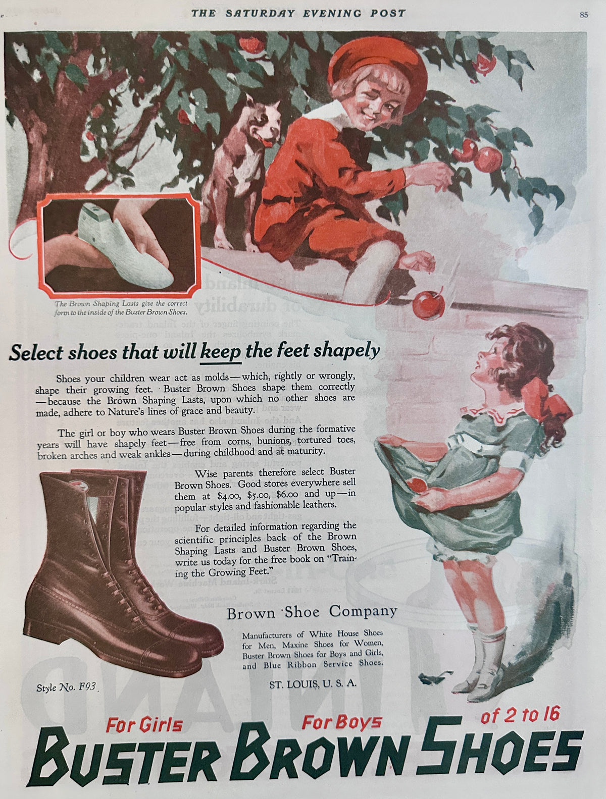 1920 Buster Brown Children's Shoes - Style F93 Shown - Ad #2092