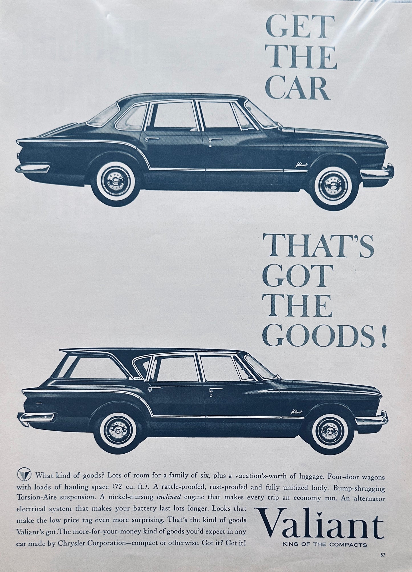 1960 Chrysler Valiant King of the Compacts Magazine Advertisement A115