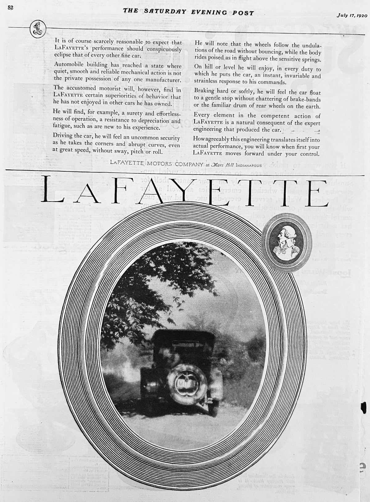 1920 Lafayette Luxury Motor Car - Indianapolis Ad #2110