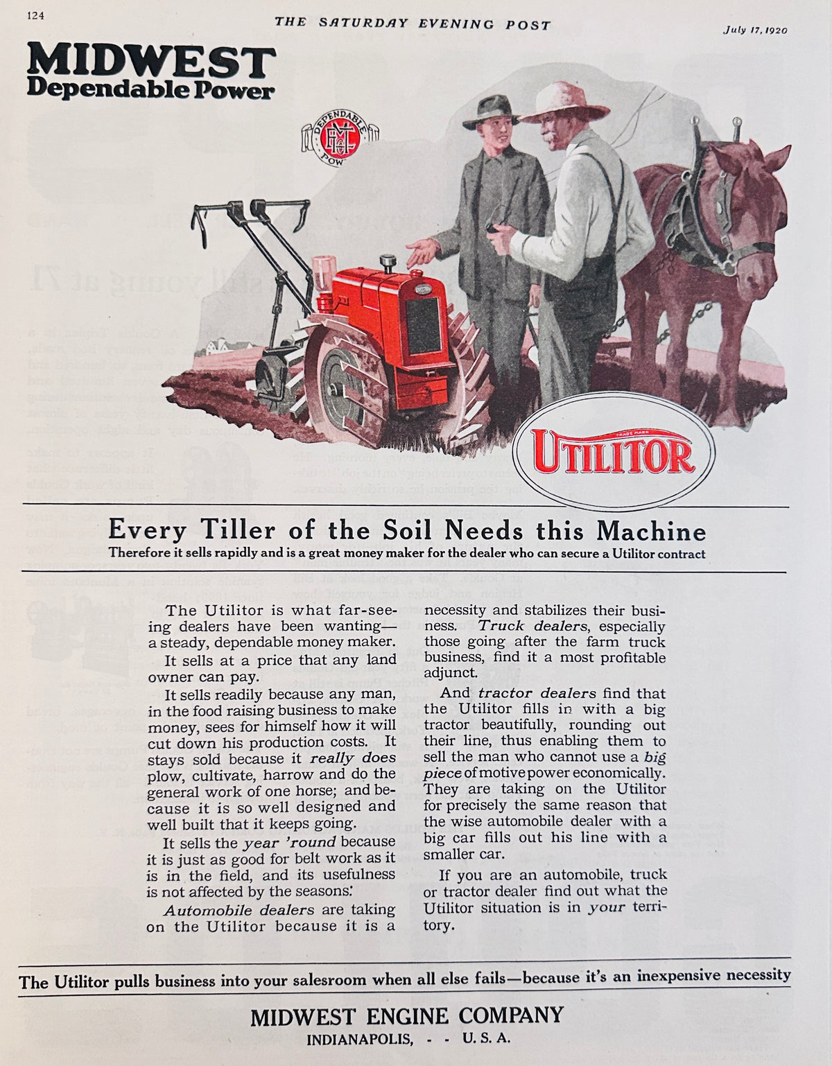 1920 Fantastic Agricultural Theme - Gould Pumps & Midwest Utilitor Ads #2108