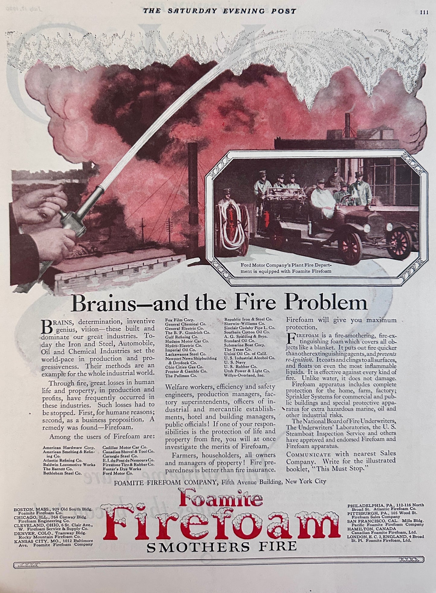 1920 Foamite Firefoam - Smoothers Fire - Art Deco Period Ad #2104