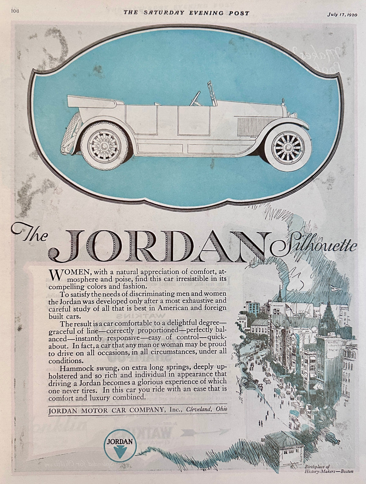 1920 Watkins Mulsified Cocoanut Oil Shampoo & Jordan Motor Car Ad #2101