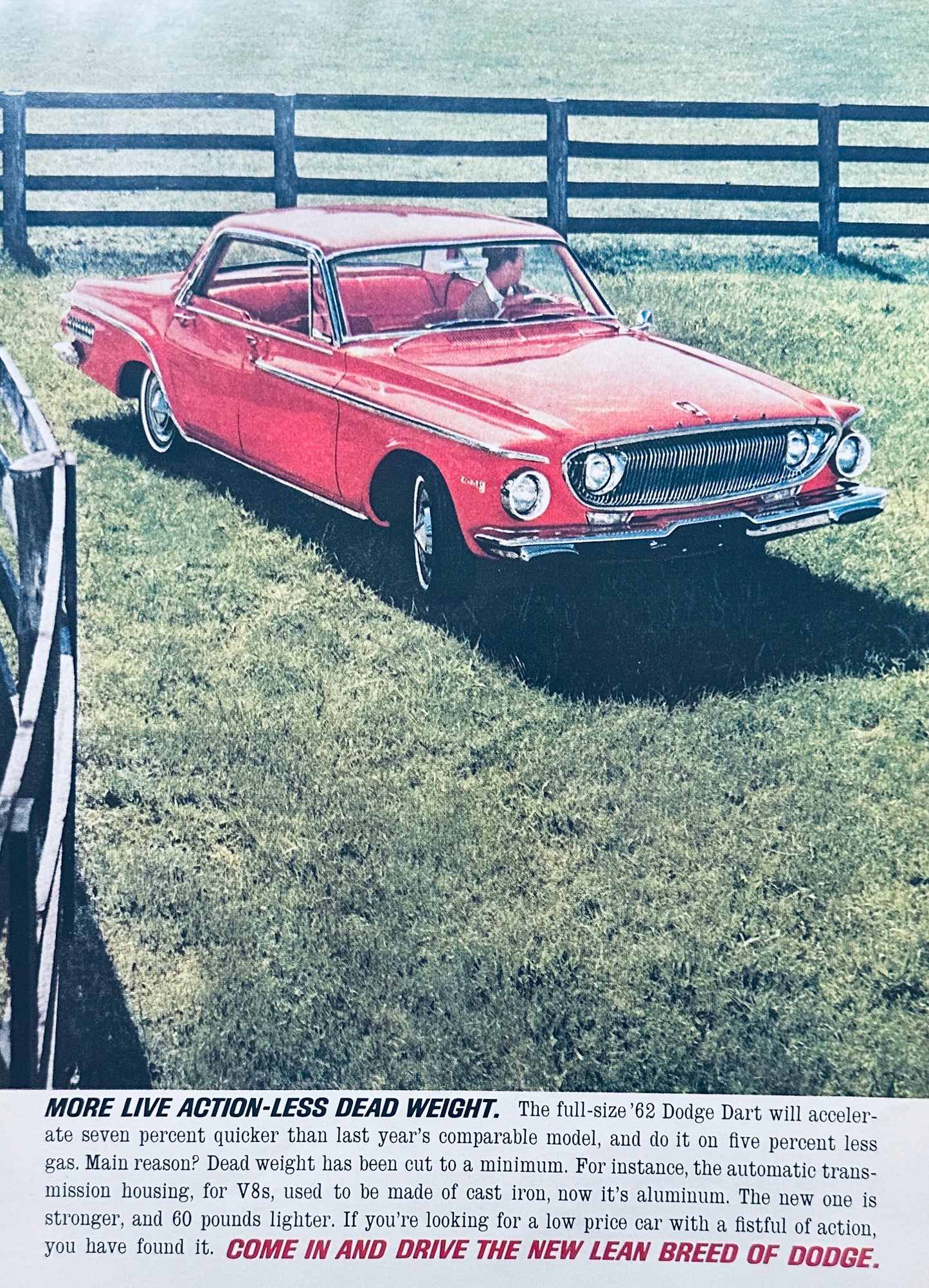 1962 Red Dodge Dart in a Pasture - Magazine Advertisement A108