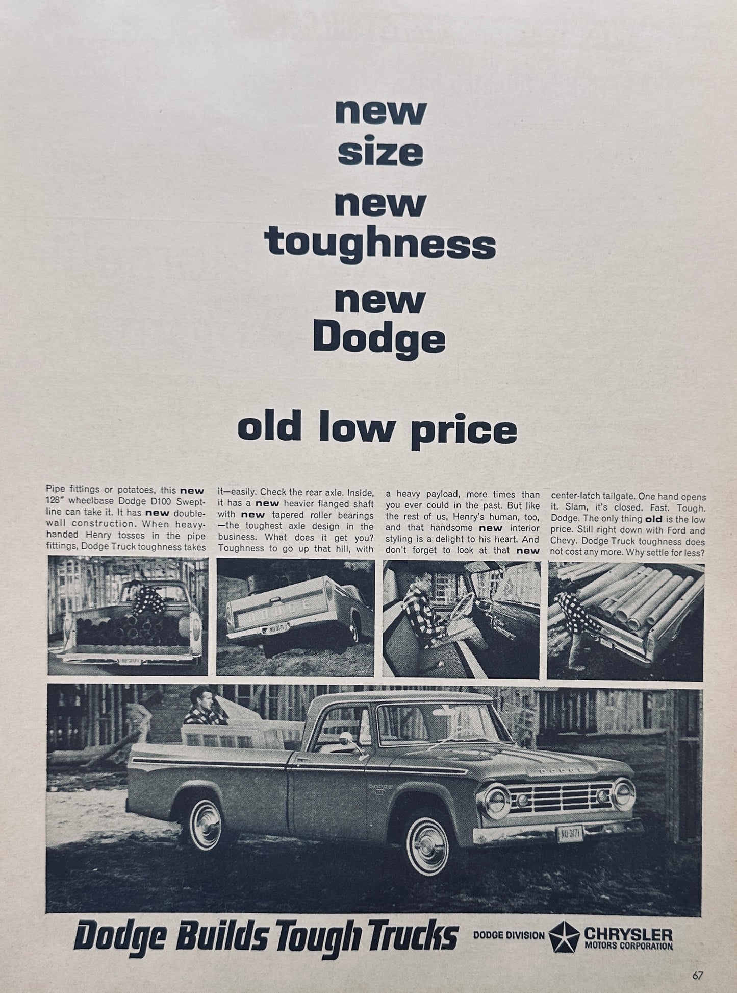 1965 Dodge D-Series Pickup New Size - New Toughness - Truck Ad #A103