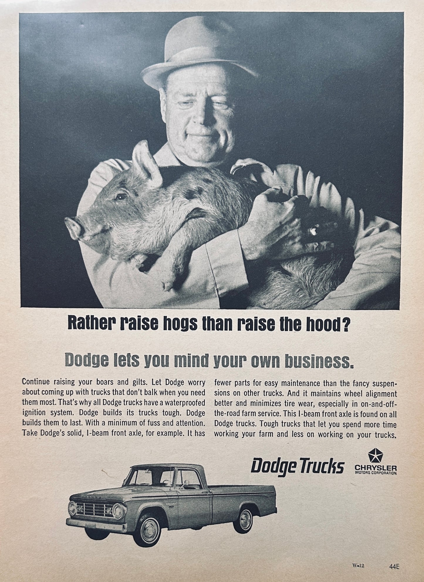 1967 Dodge Pickup Truck Farmer & the Pig - Ad A102