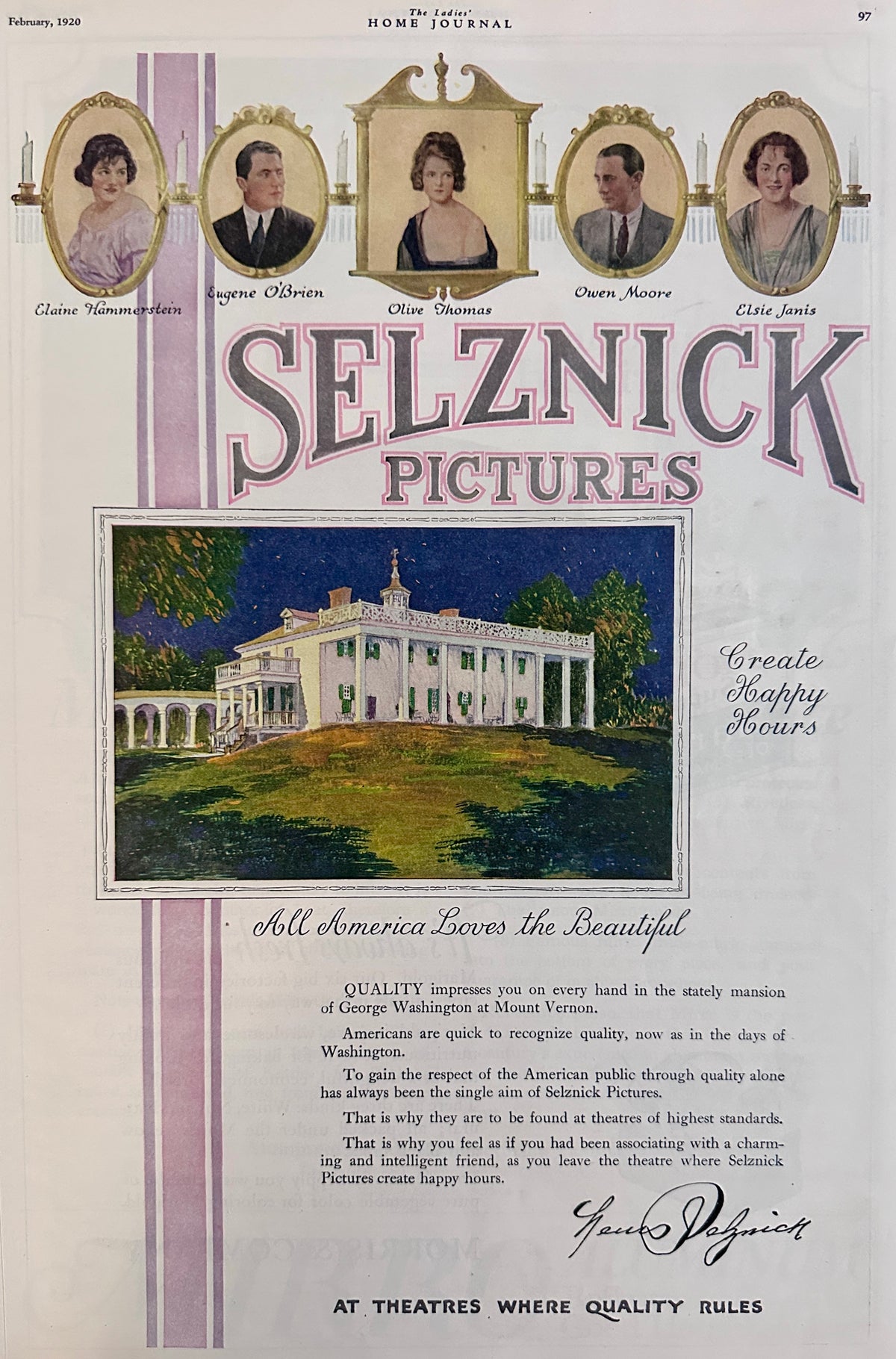 1920 Ultra Rare Selznick Pictures Promotional Ad #2152