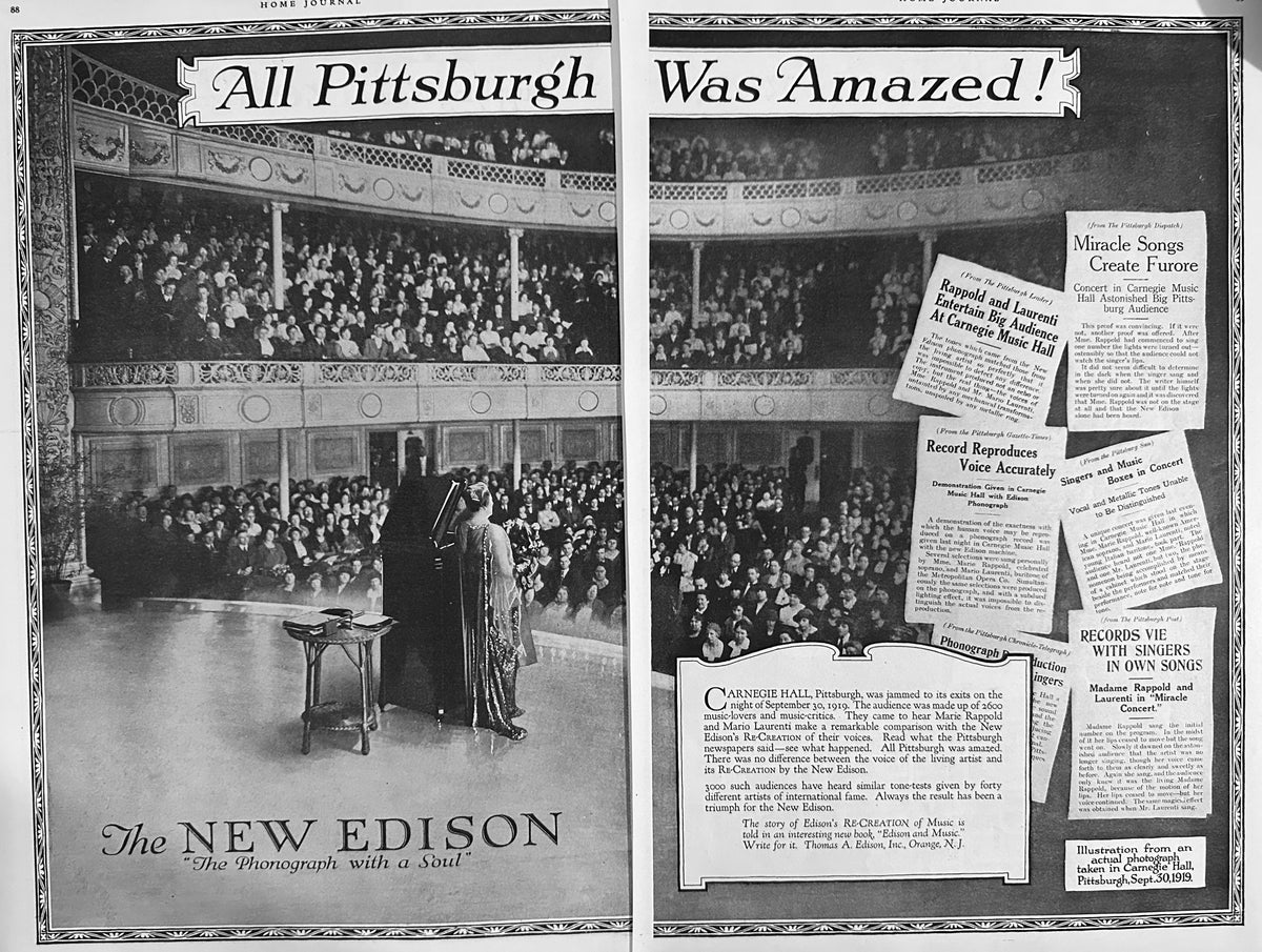 1920 2-Page Ad The New Edison - Pittsburg Carnegie Hall Exposition Ad #2154