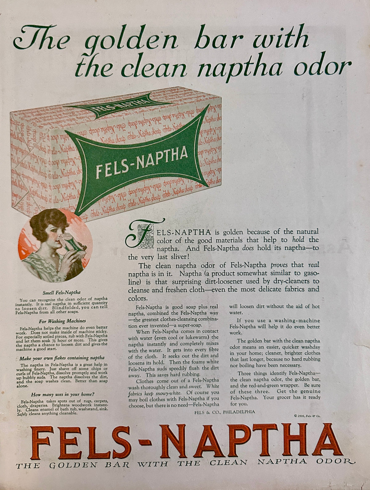 1920 Dual Sided Ads - Community Plate Silverware & Fels Naptha Soap Ad #2165