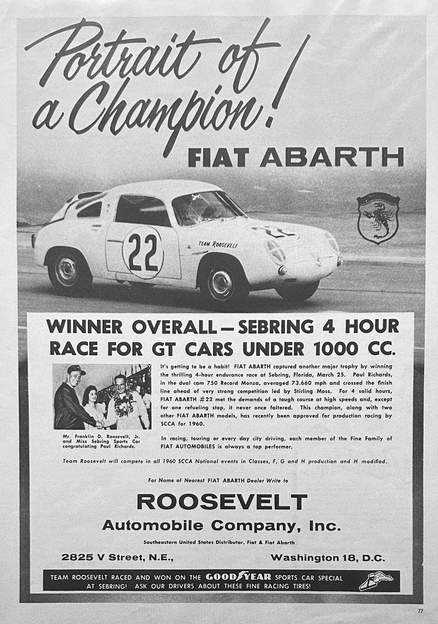 1960 Fiat Abarth - Portrait of a Champion - Magazine Ad A56