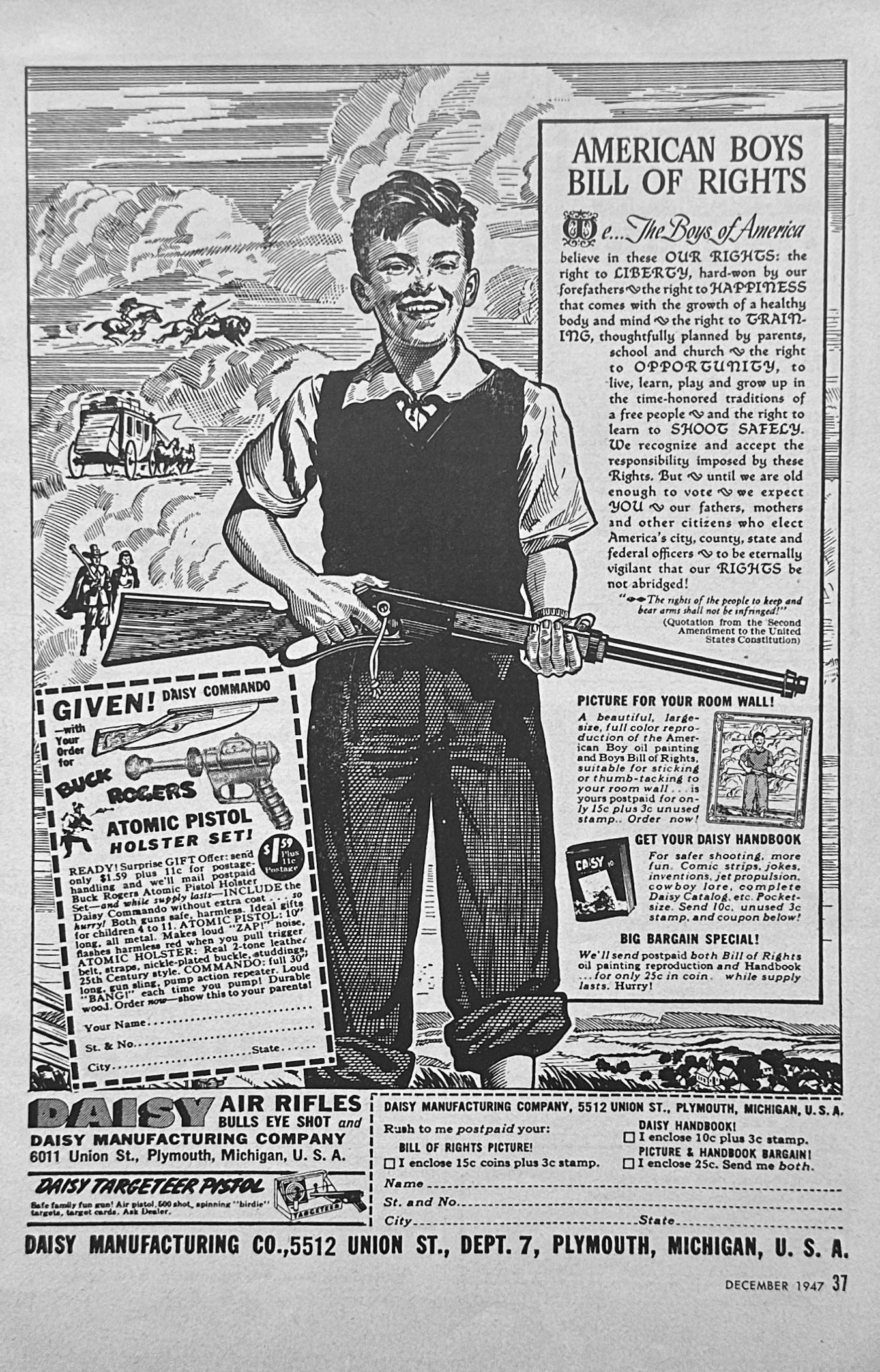 1947 Daisy Air Rifle BB Gun Magazine Ad N283