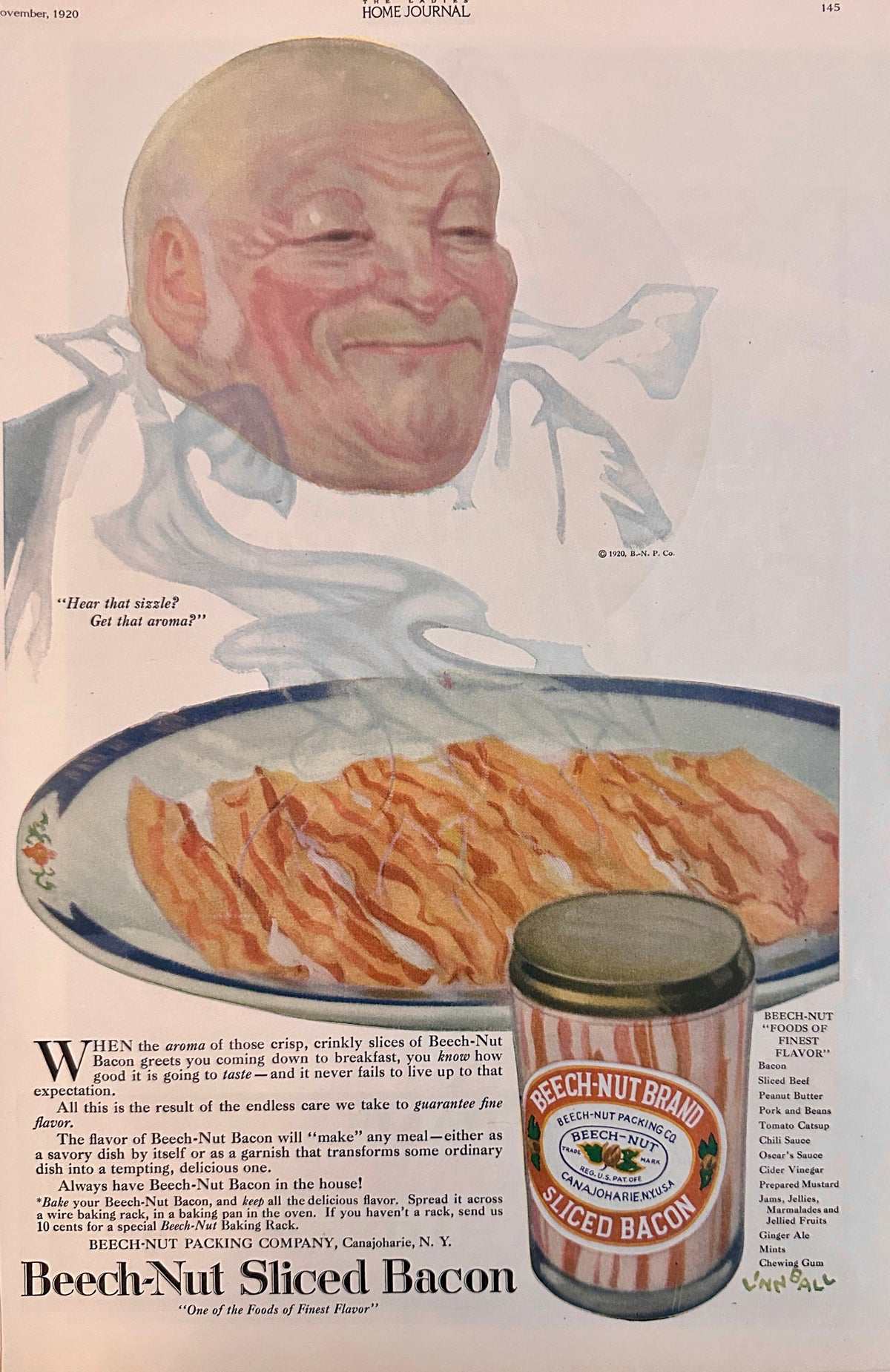 1920 Adams California Fruit Gum & Beech-Nut Bacon Ad & 2189