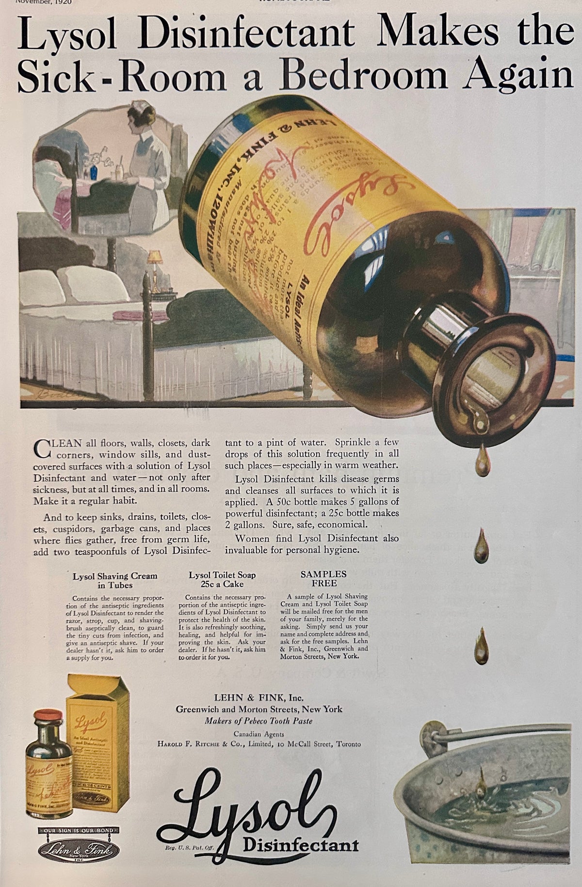 1920 Lysol Disinfectant Lehn & Fink, Inc Ad #2192