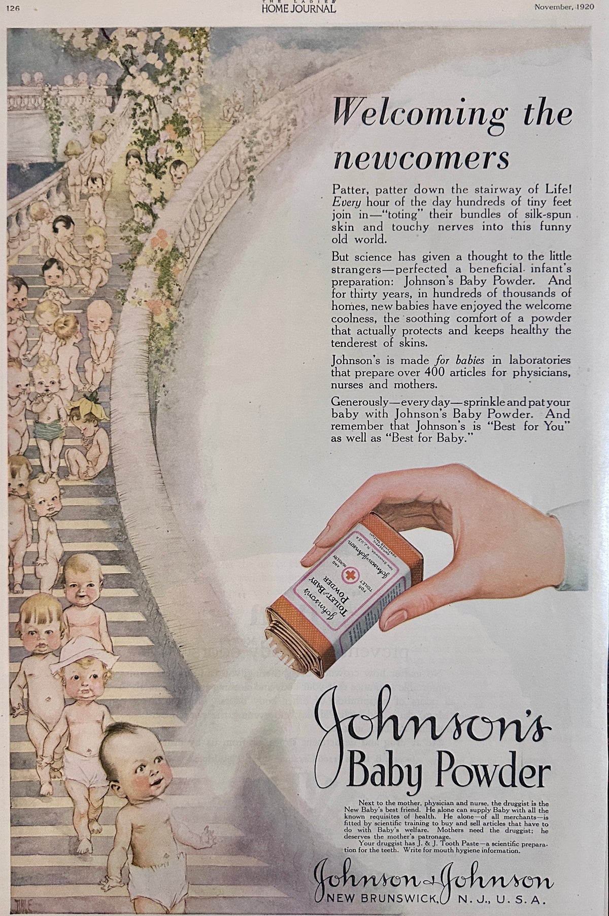 1920 Johnson's Baby Powder - New Brunswick, NJ Ad #2194