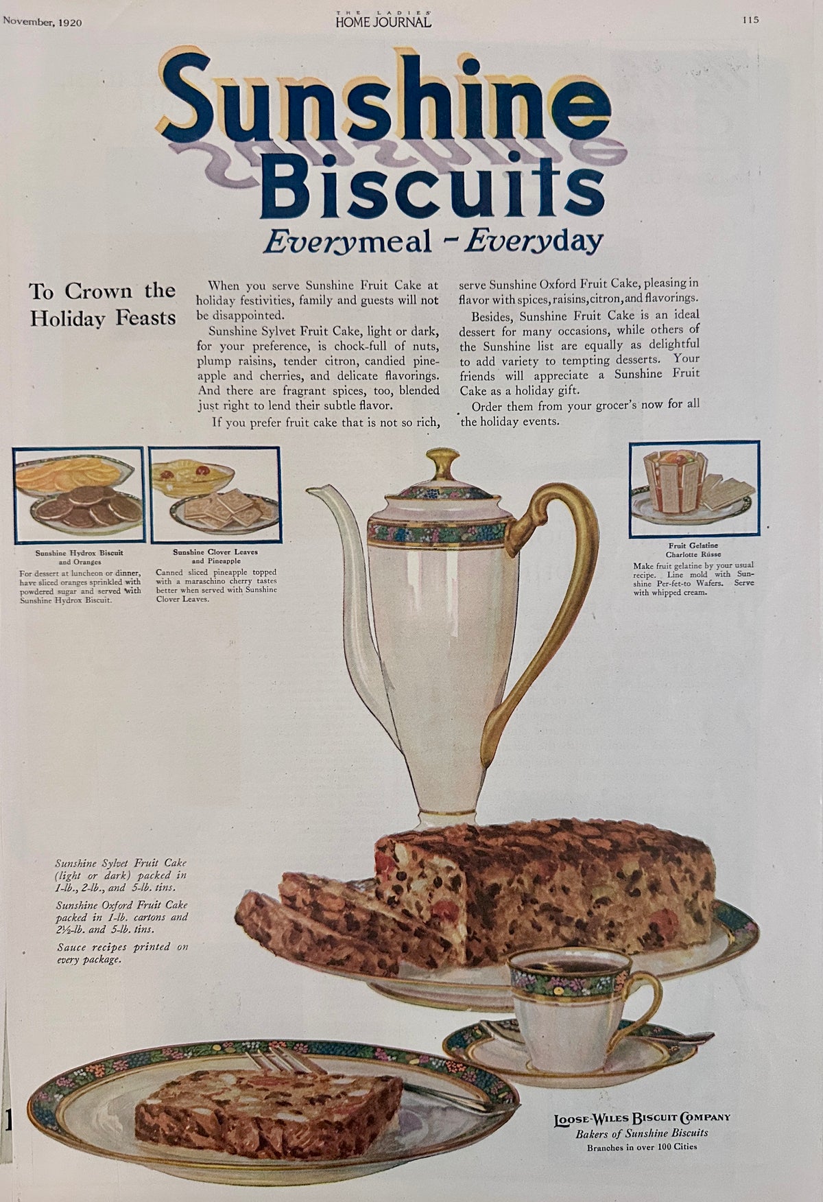 1920 Sunshine Biscuits Everymeal - Everyday - Recipe Ideas Ad #2198