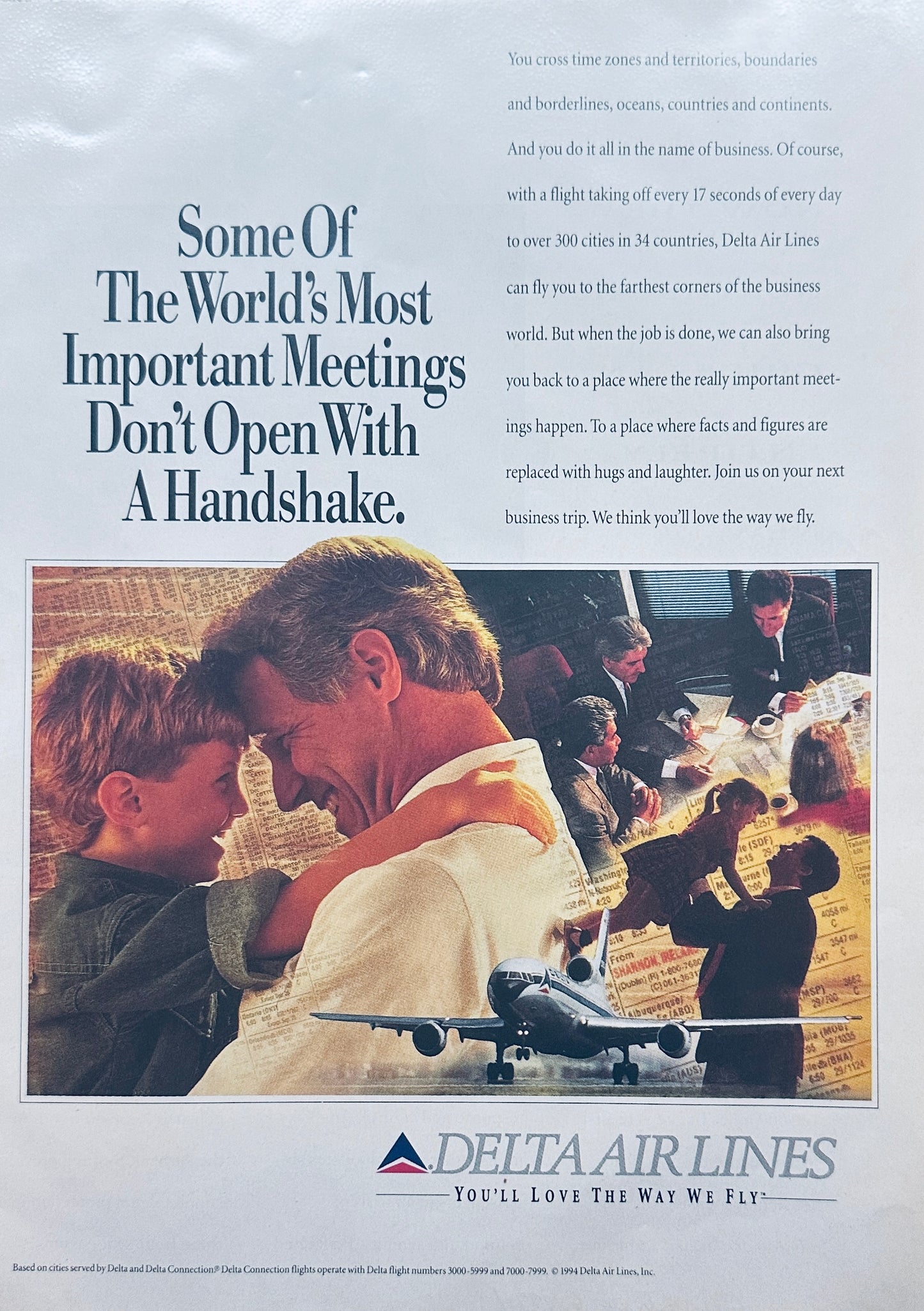 1994 Delta Airlines Business Class More Important than Meetings - Magazine Ad