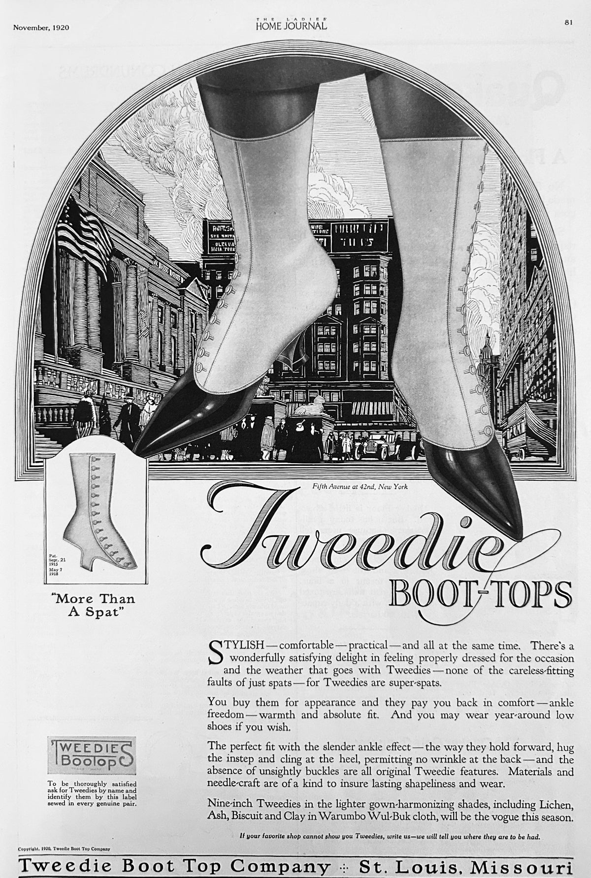 1920 Tweedie Boot-Tops (Spats) The Marque of Wealth Ad #2205
