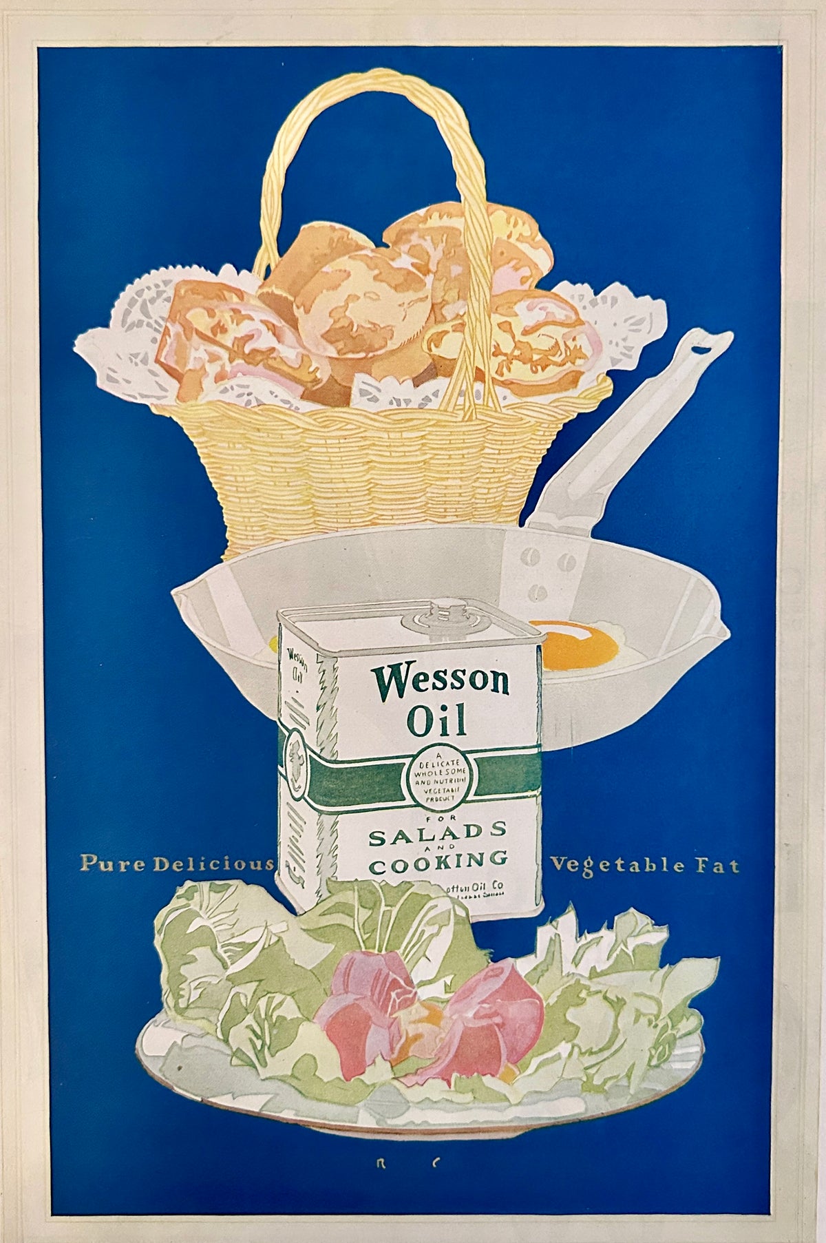 1920 Extraordinary Wesson Salad & Cooking Oil Colorized Ad #2206