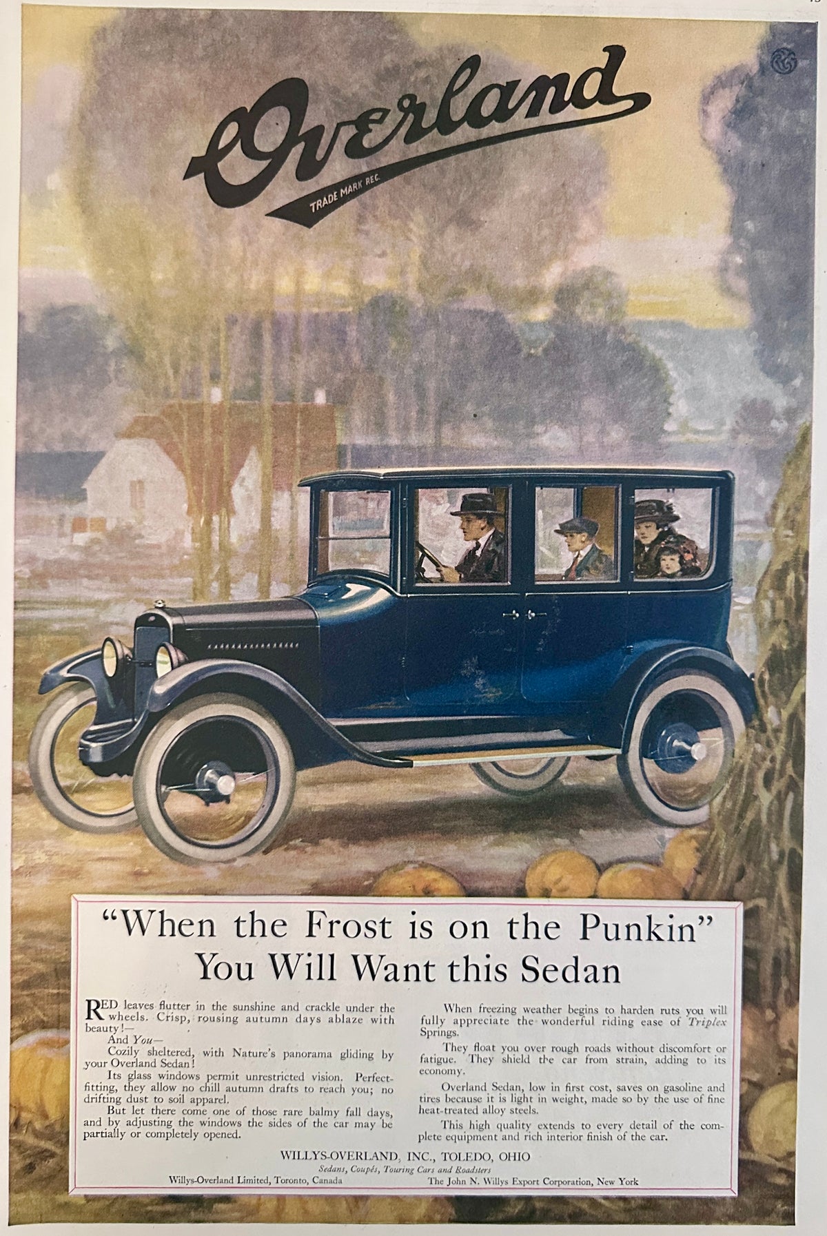 1920 Willy's-Overland When the Frost is on the Pumpkin Toledo, Oh Ad #2208