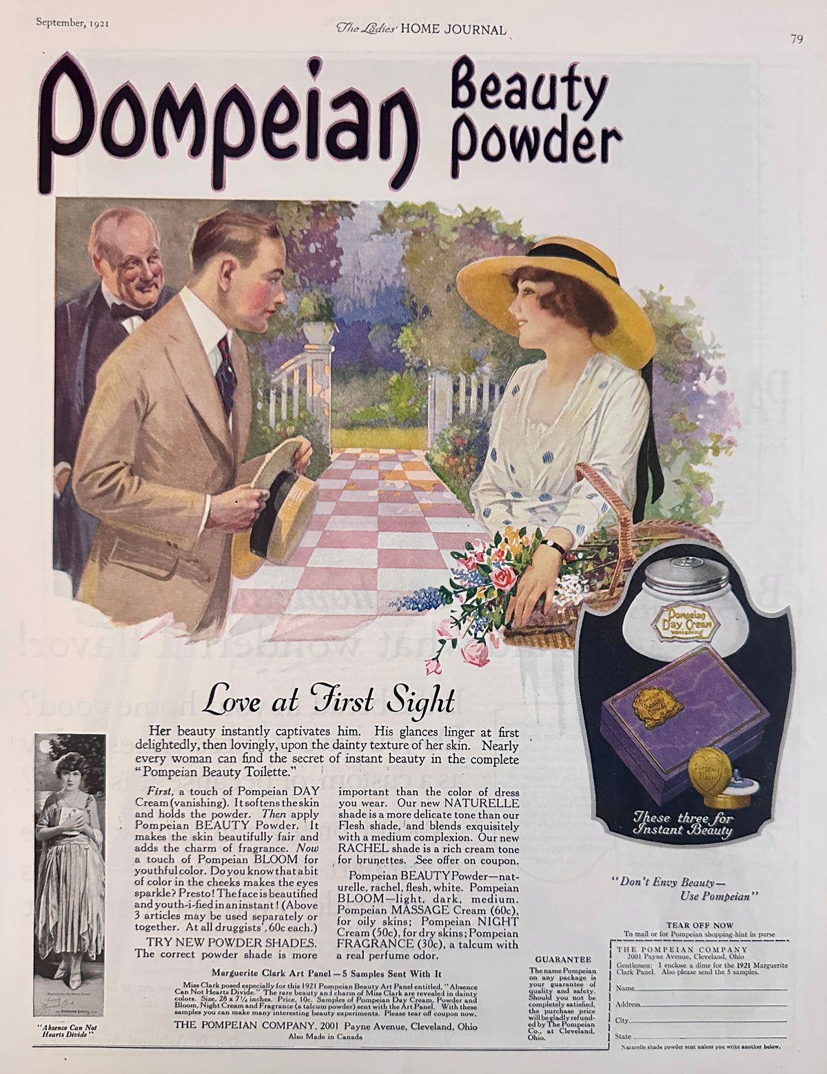 1921 Pompeian Beauty Powder - Love at First Sight! Ad #2222