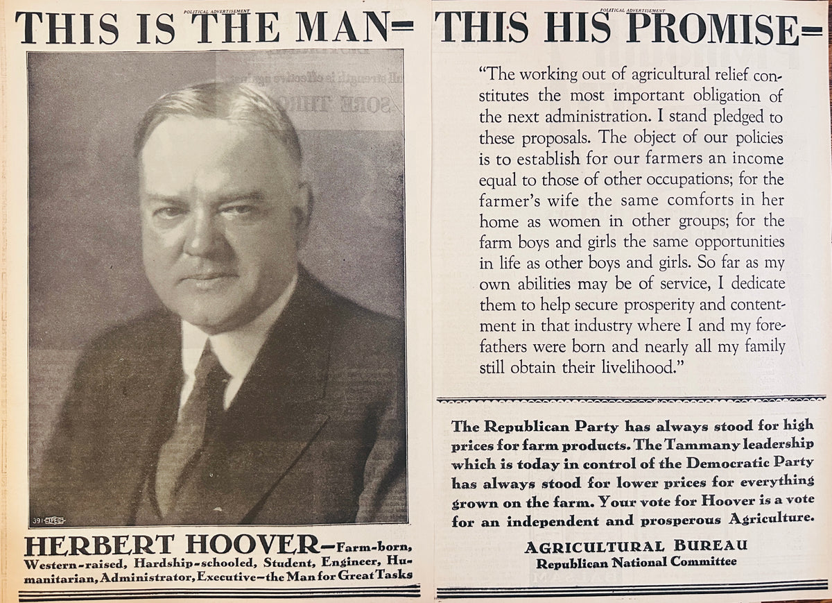 1928 Political Campaign Ad - Herbert Hoover For US President Ad #2232