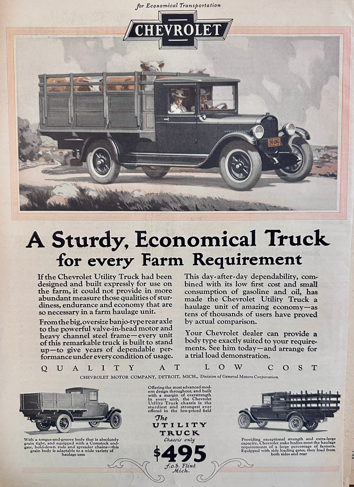 1928 Chevrolet Utility Truck Chassis Only $495 FOB Flint, Mi Ad #2244