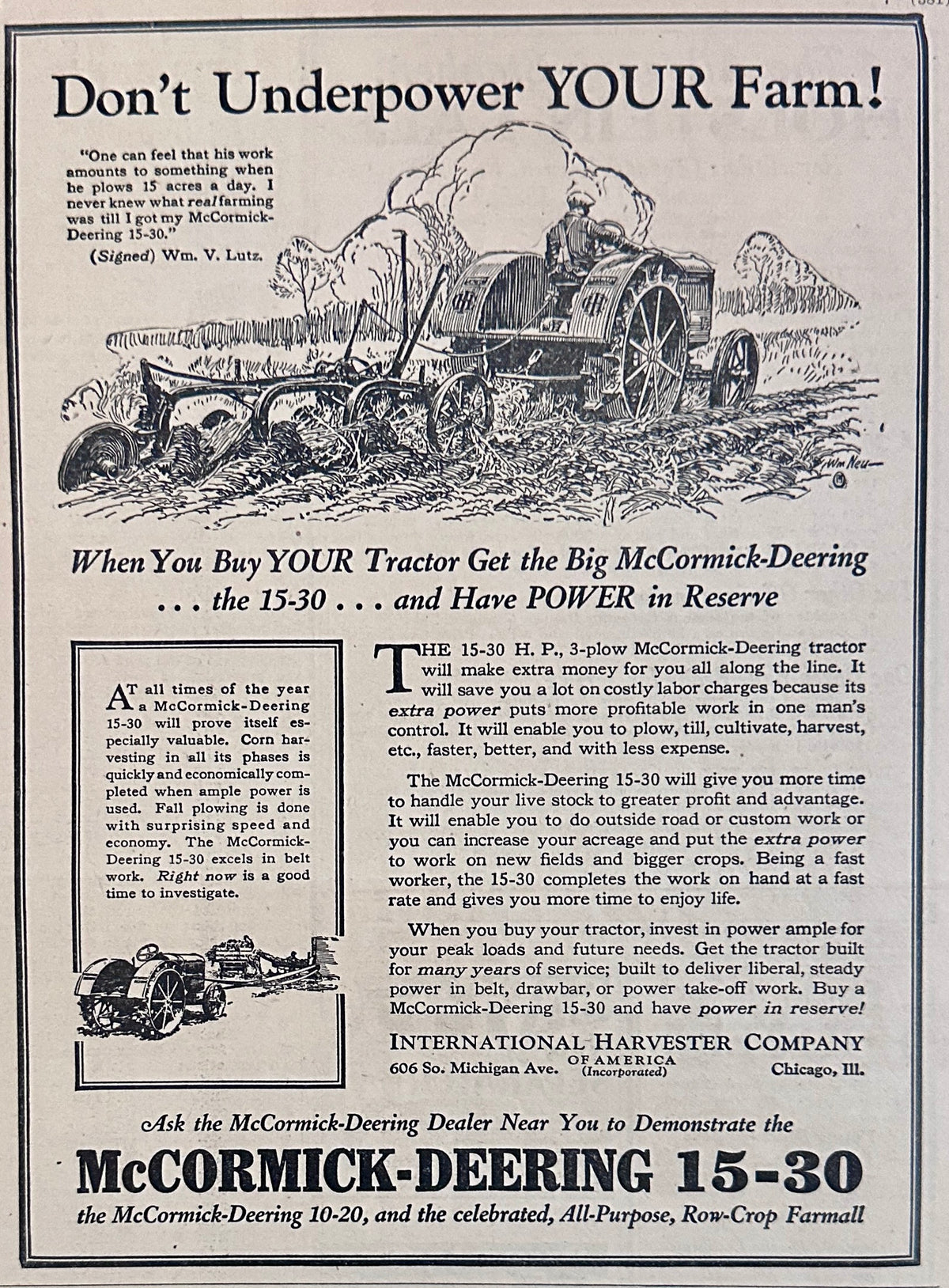 1928 McCormick-Deering 15-30 International Harvester Tractor Ad #2251