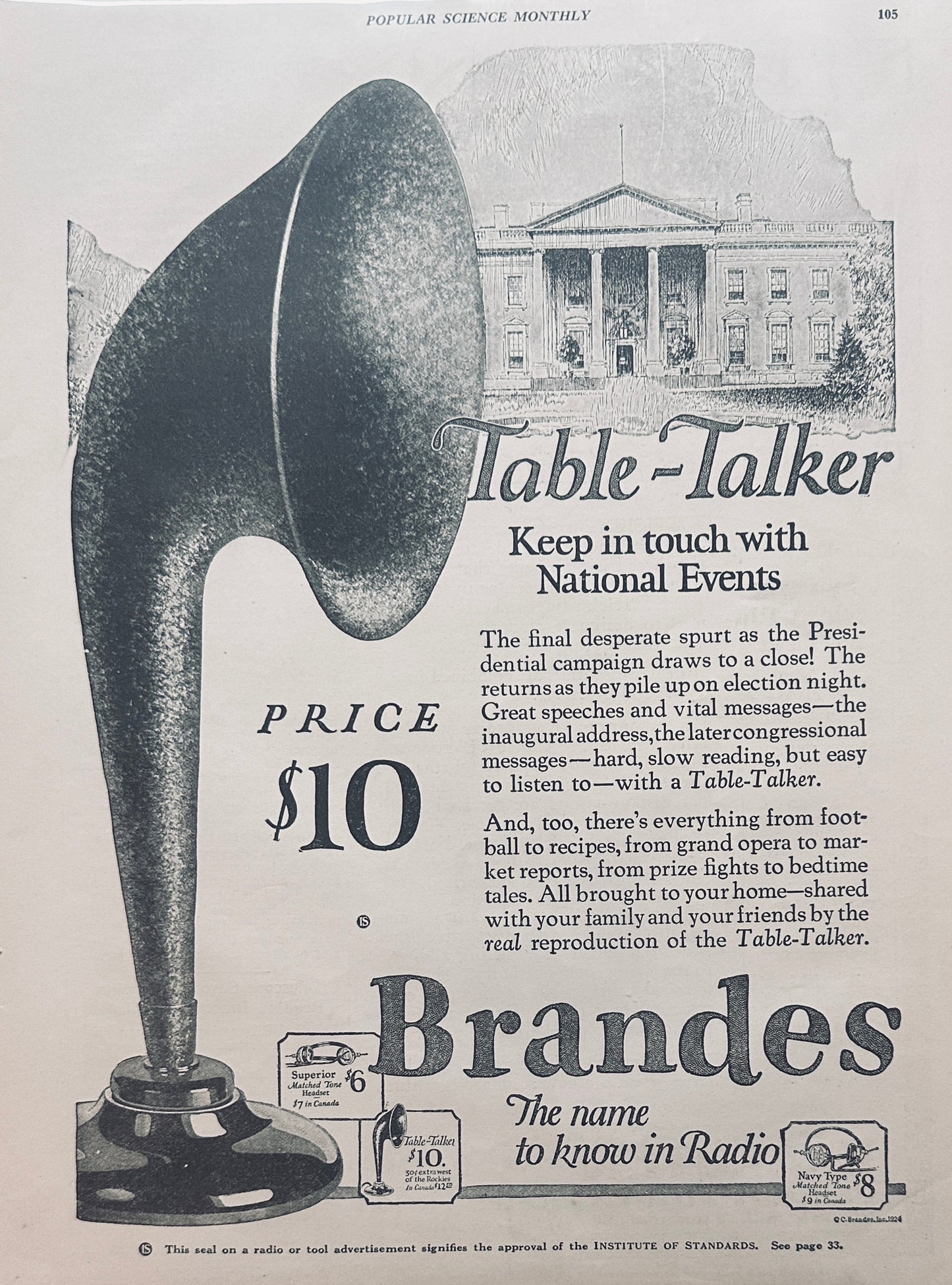 1924 Eisemann Radio and Brandes Speaker Ads