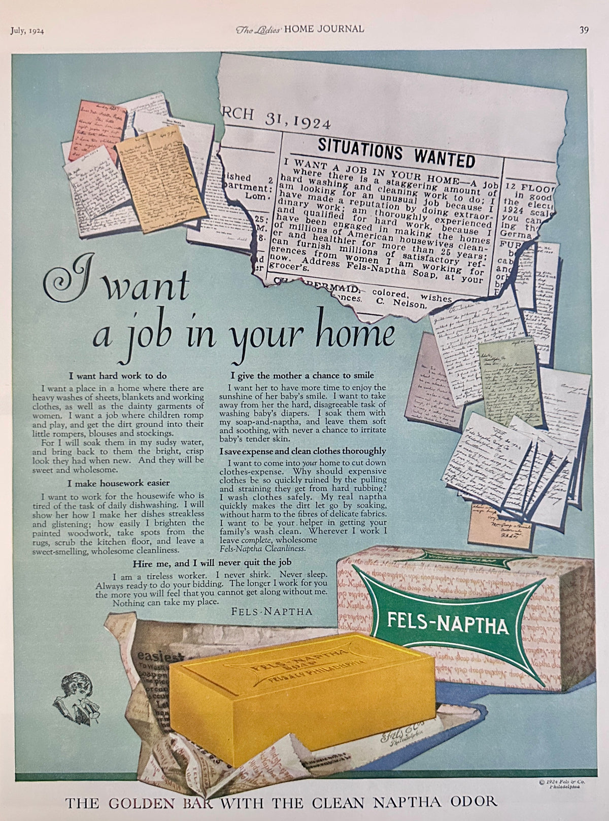 1924 Fels-Naptha - Request a Job in Your Home - Ad #2257