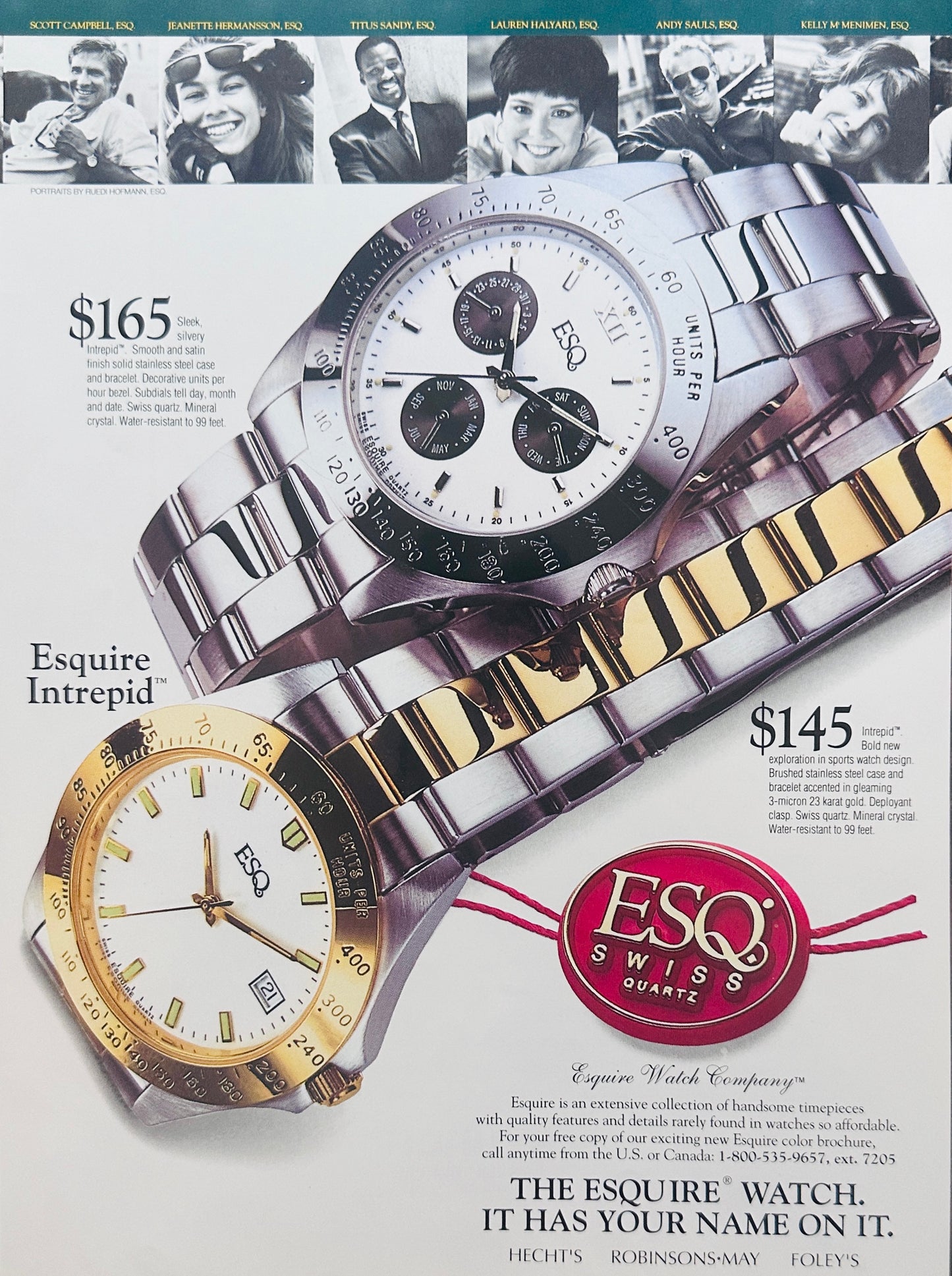 1993 Esquire Swiss Quartz Wristwatch Magazine Ad N330
