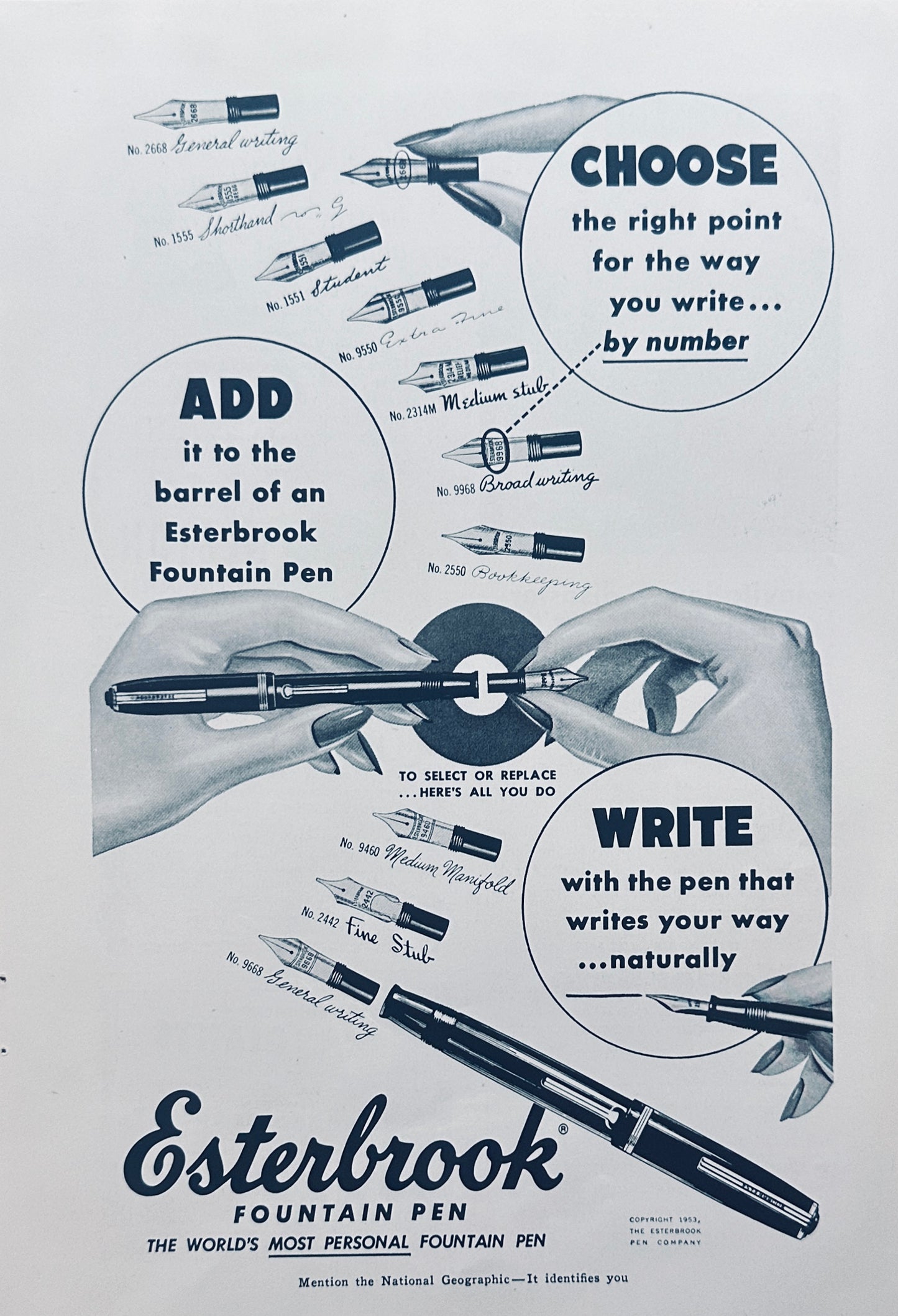 1953 Esterbrook Fountain Pen Magazine Ad N334