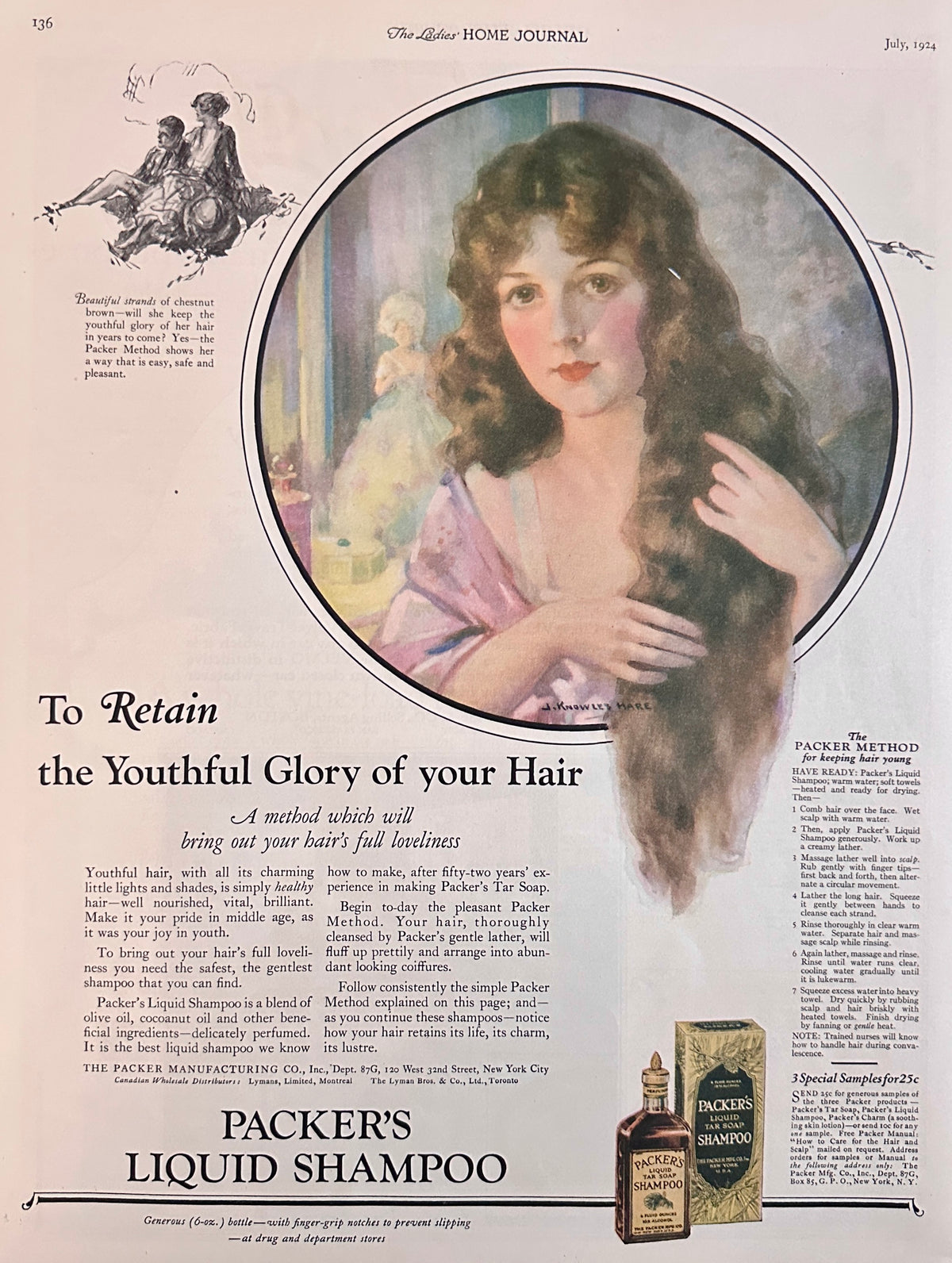 1924 Beautiful Young Woman - Packer's Liquid Shampoo - Ad #2266