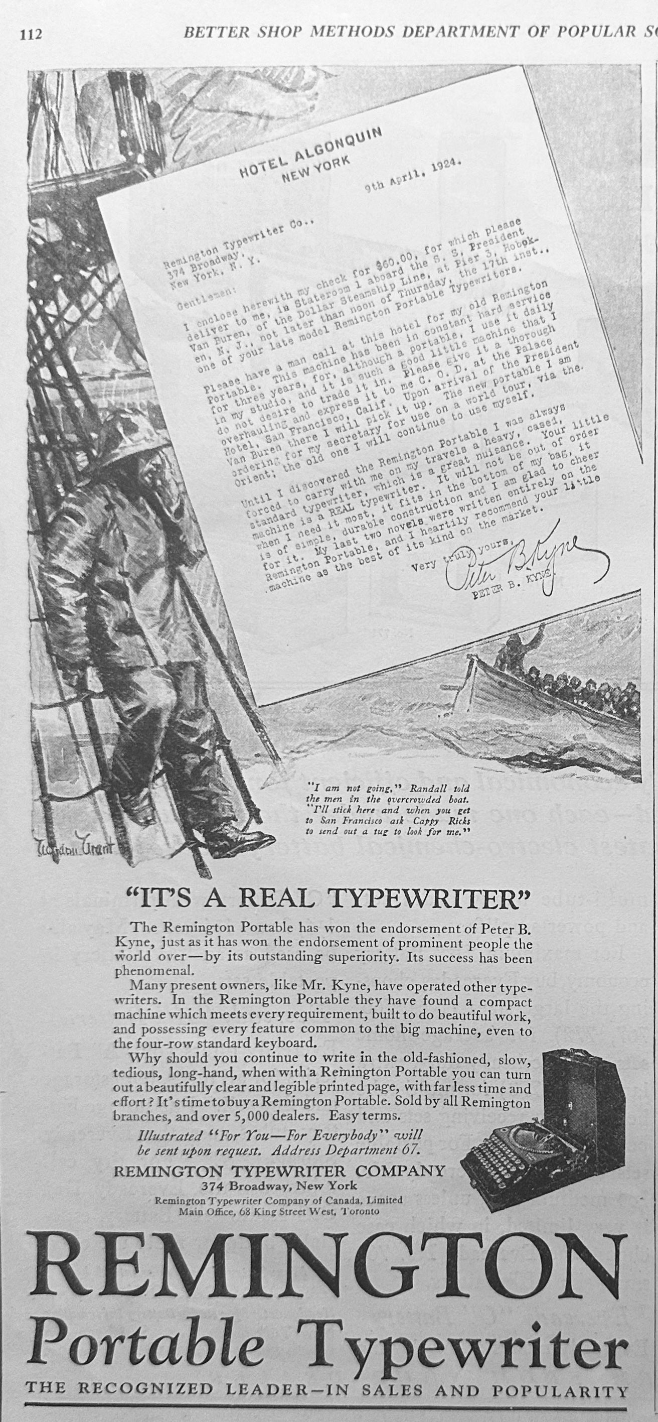 1924 Eveready Radio Batteries - Remington Portable Typewriter - Magazine Ad