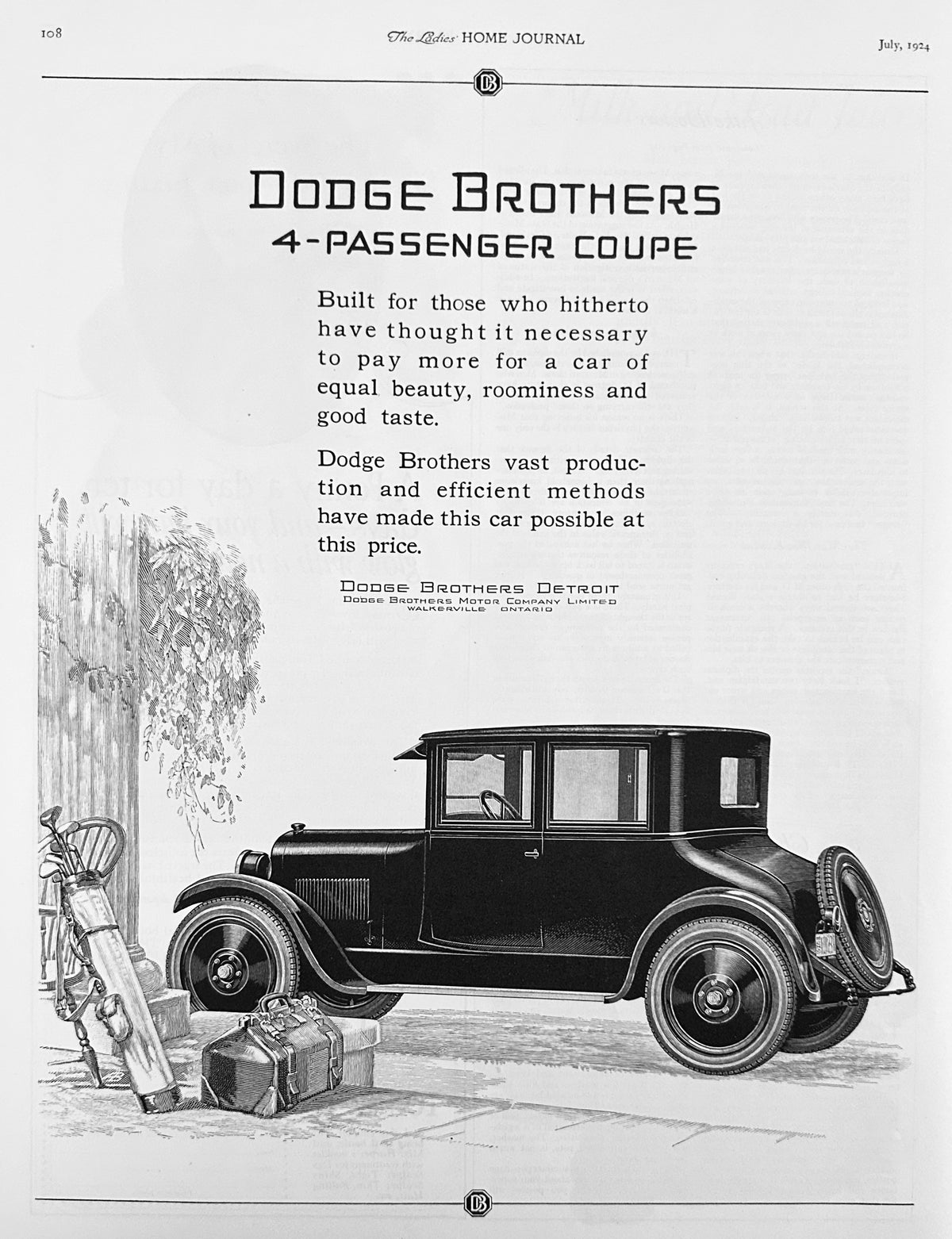 1924 Dodge Brothers 4-Passenger Coupe - Classic Ad #2270