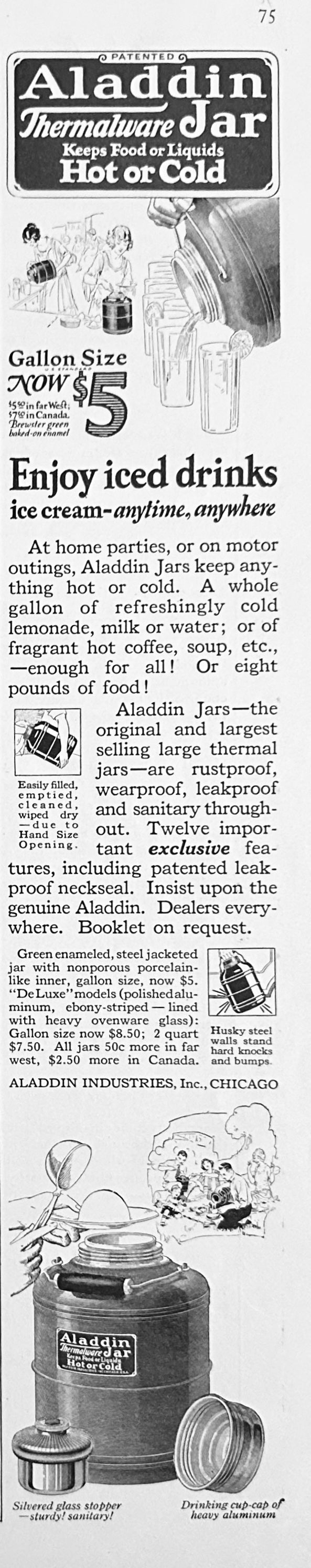 1924 Aladdin Thermalware Jar - Gallon Size Ad #2275