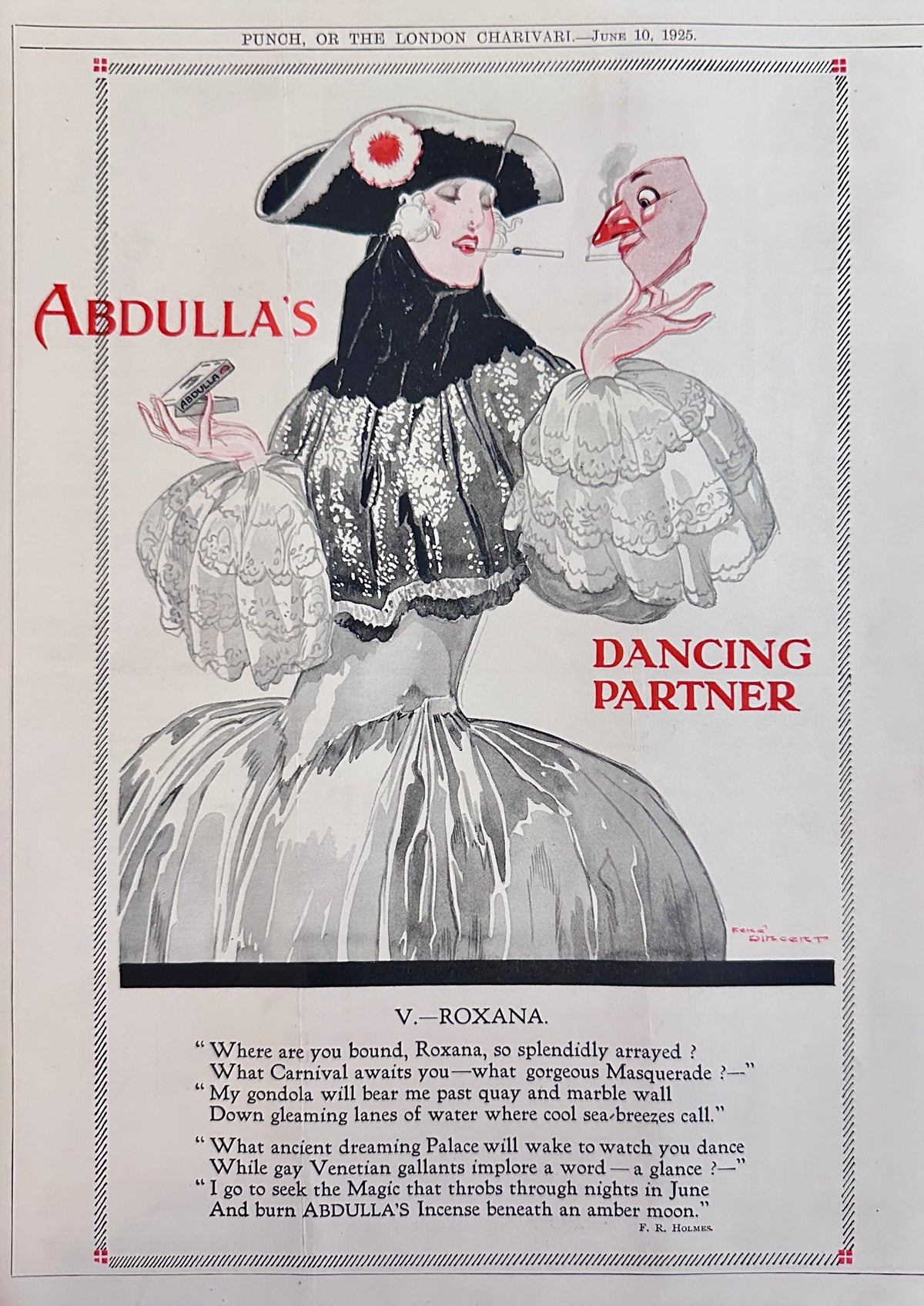 1925 Abdulla's Cigarettes - Roxana - British Cigarette Ad #N1545