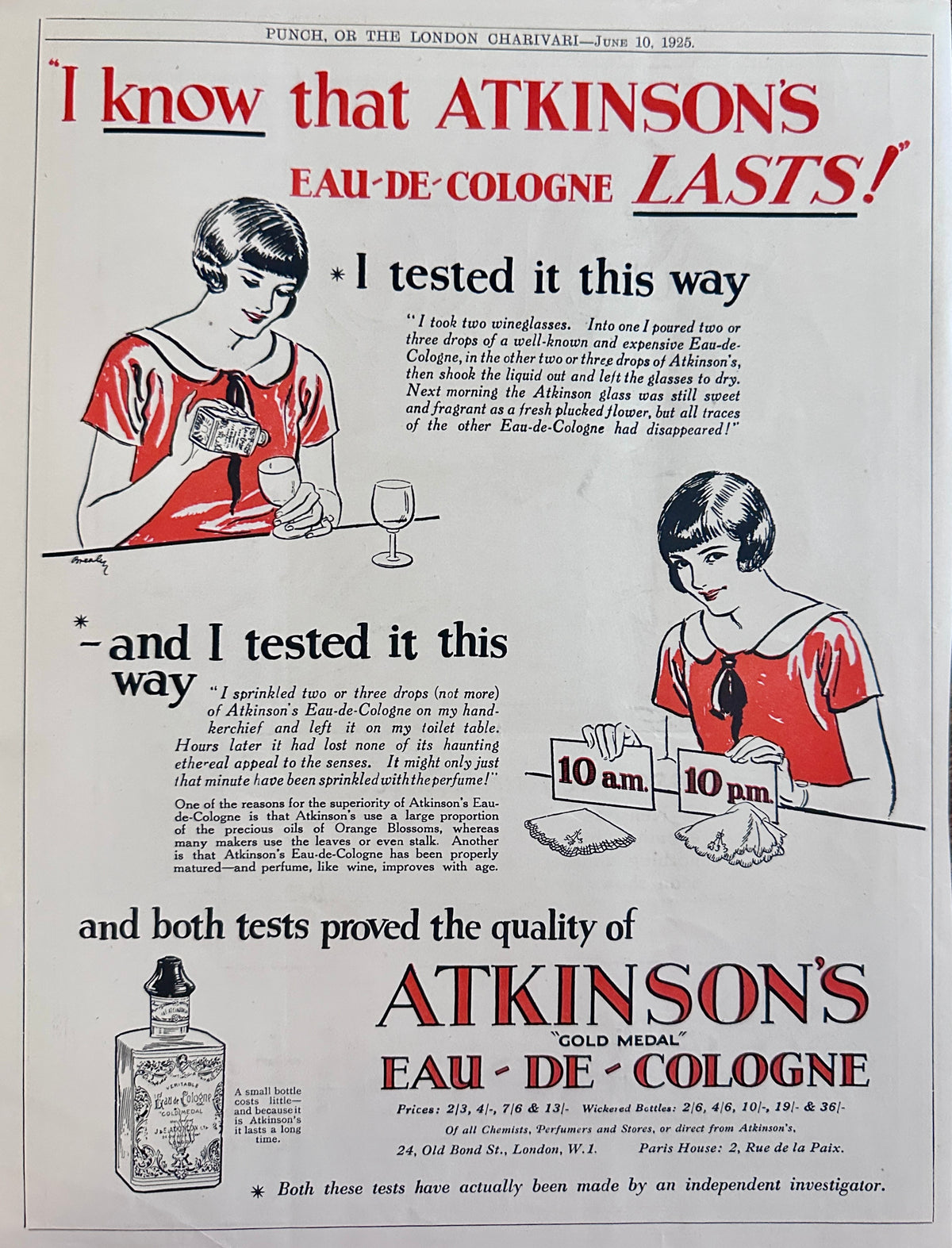 1925 Atkinson's Eau-de-cologne of London & Paris British Ad #N1541