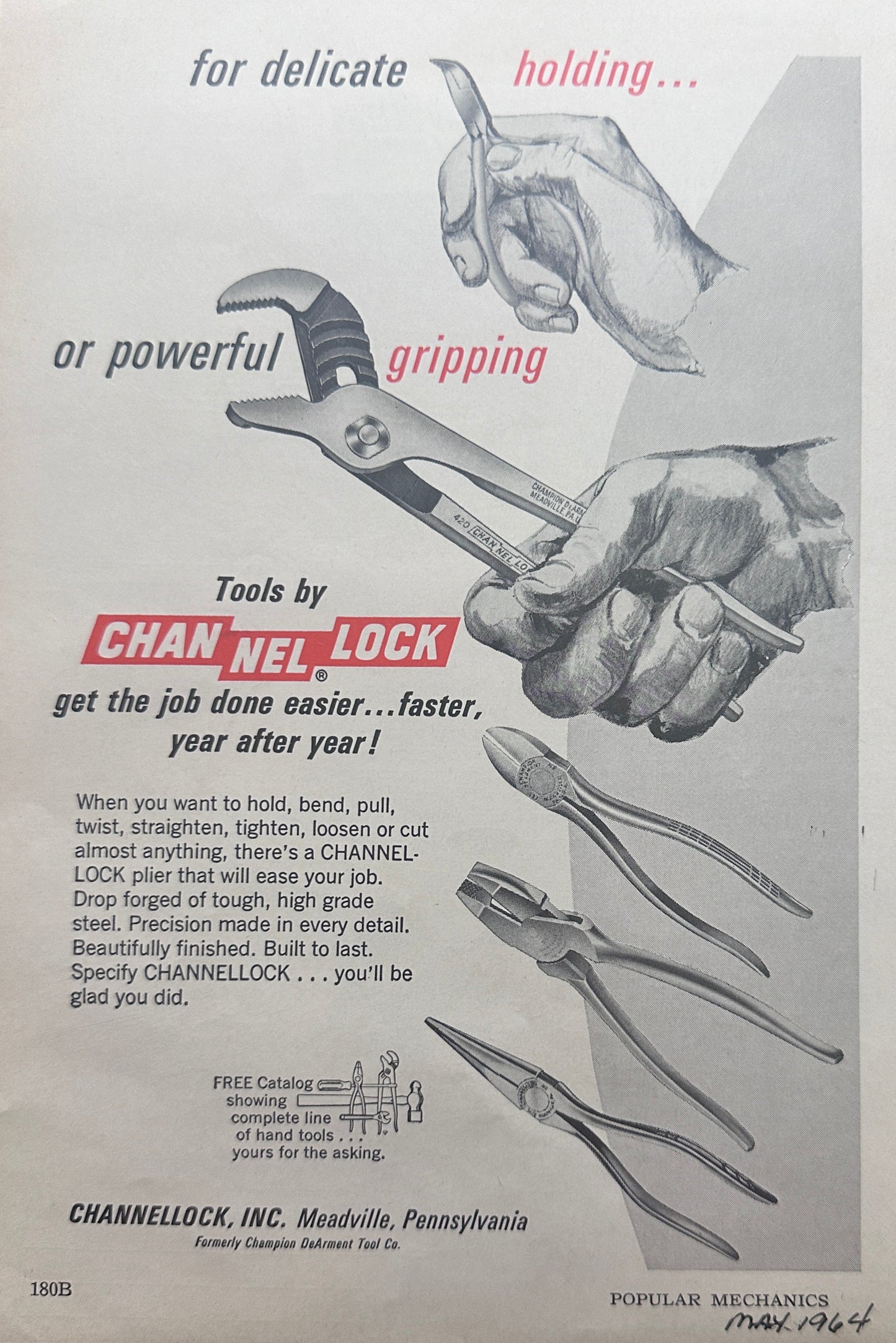 1964 Ford Pickup with Camper Body & Channel Lock Pliers - Magazine Ad #A129