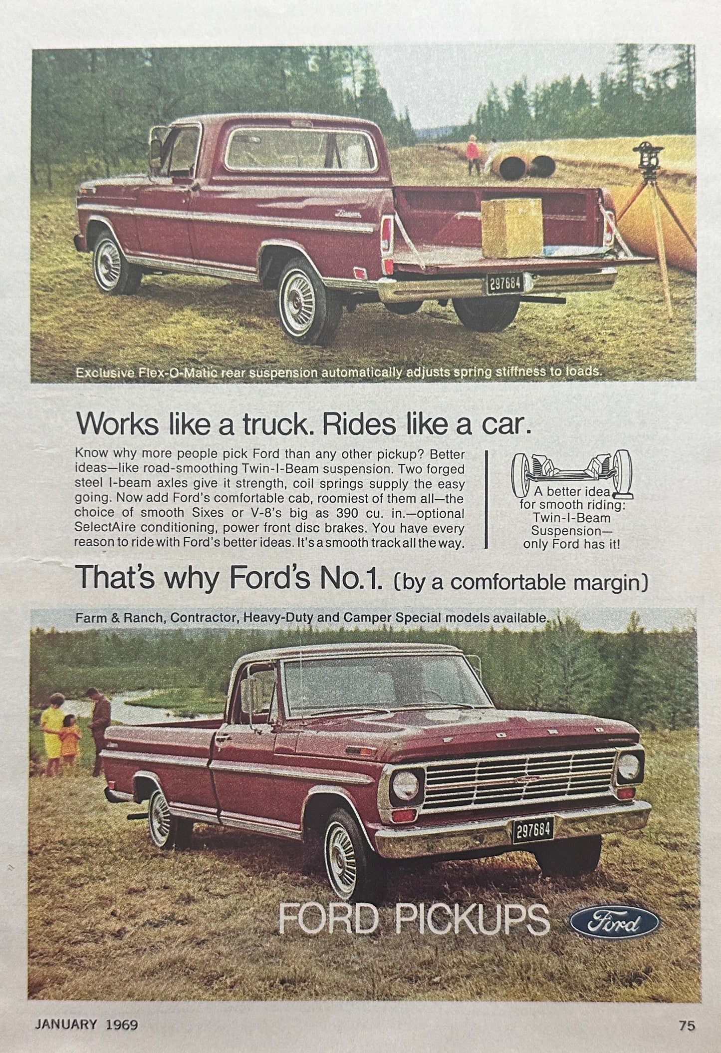 1969 Ford F-100 V8 Pickup Truck Ad #A126