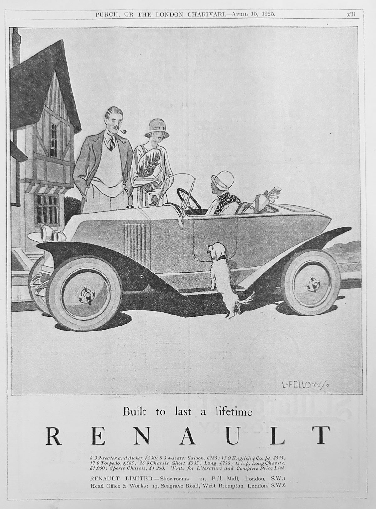1925 Renault 2-Seater & Dickey Classic British Ad #N1516