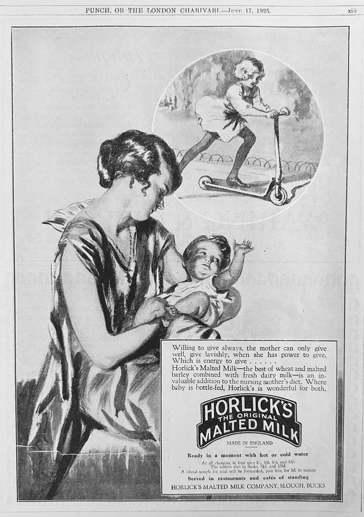 1925 Horlick's Malted Milk - Energy and Bone Building Drink British Ad #N1585