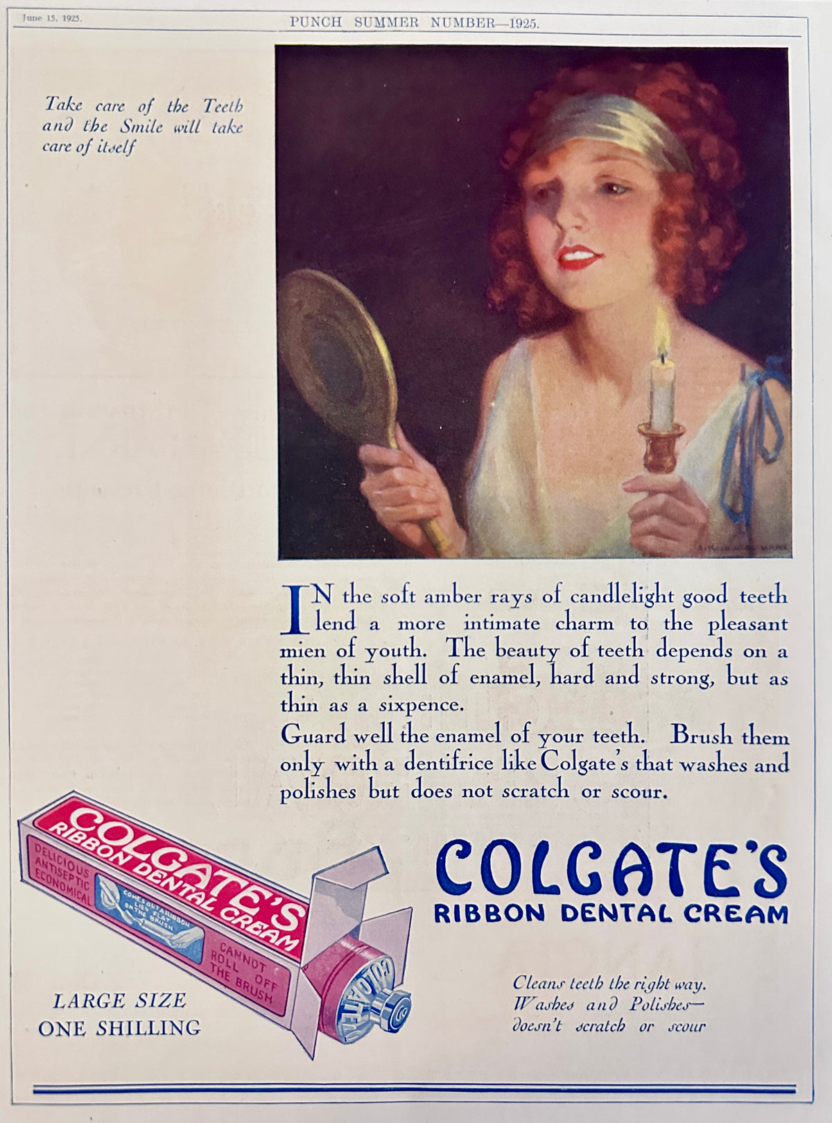 1925 Masterpiece - Gilbey's Spey-Royal Whisky & Colgate Dental Cream Ad #N1583