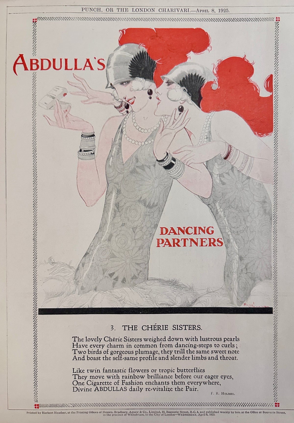 1925 Abdulla's Cigarettes - The Cherie Sisters - British Ad #N1574